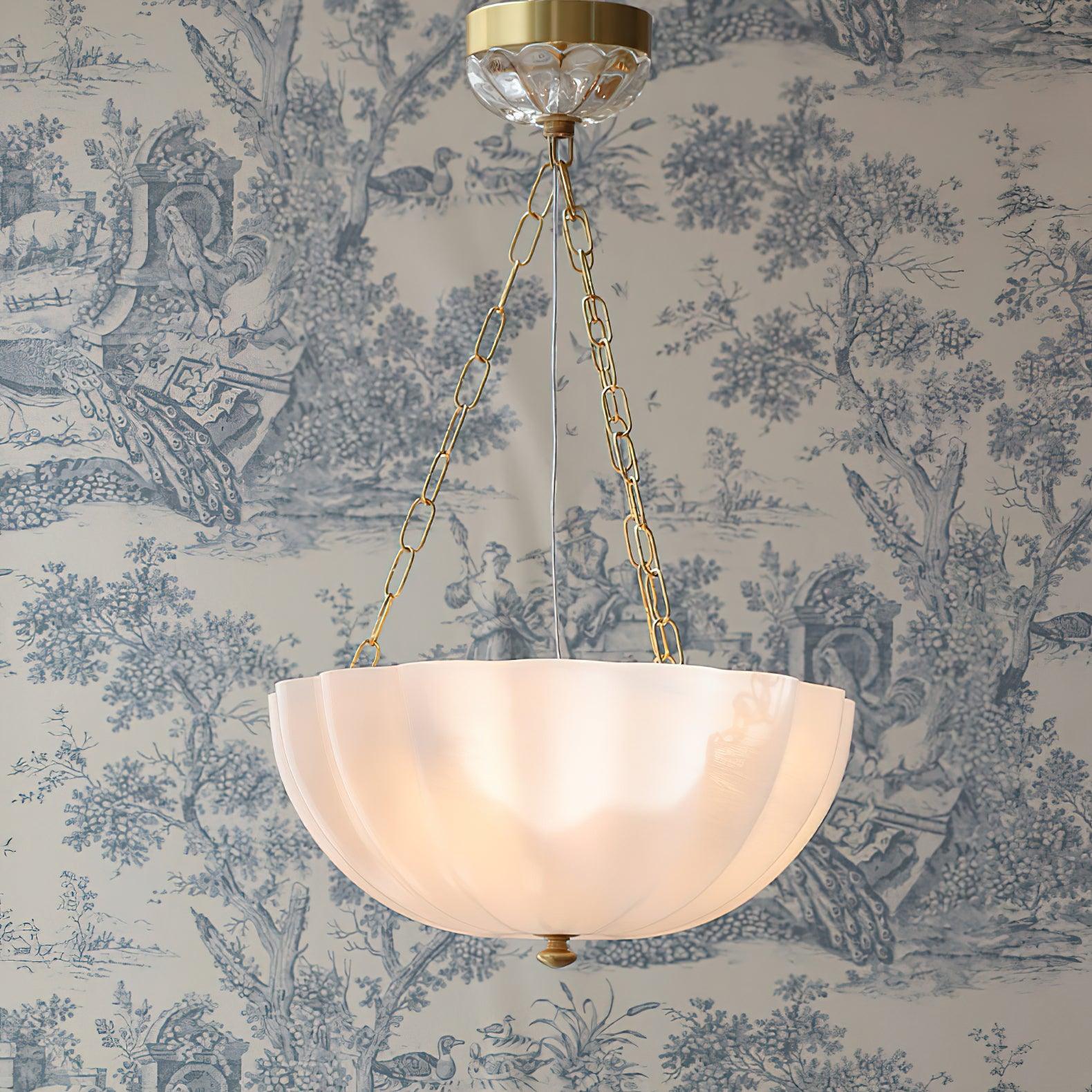 Lustra Chandelier Glass Bowl Brass Chain - Letslighting