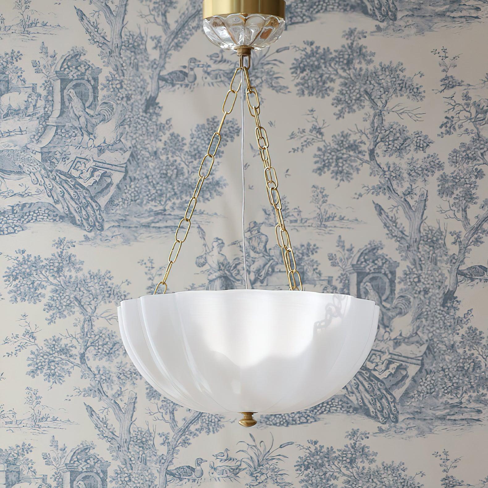 Lustra Chandelier Glass Bowl Brass Chain - Letslighting