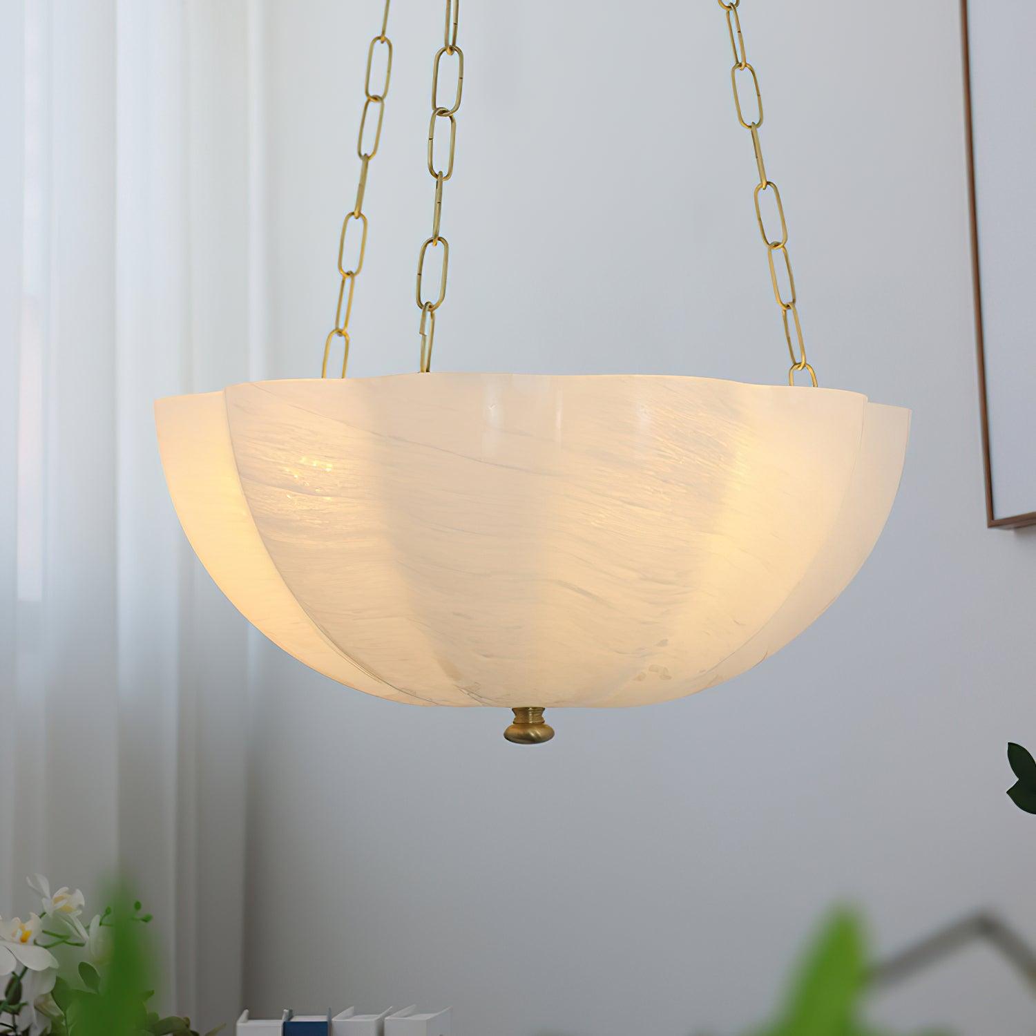 Lustra Chandelier Glass Bowl Brass Chain - Letslighting