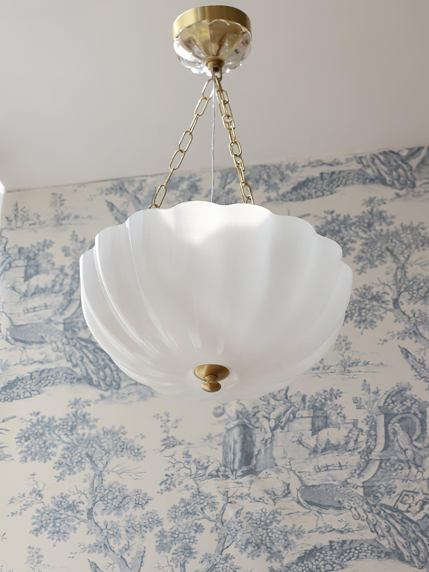 Lustra Chandelier Glass Bowl Brass Chain - Letslighting