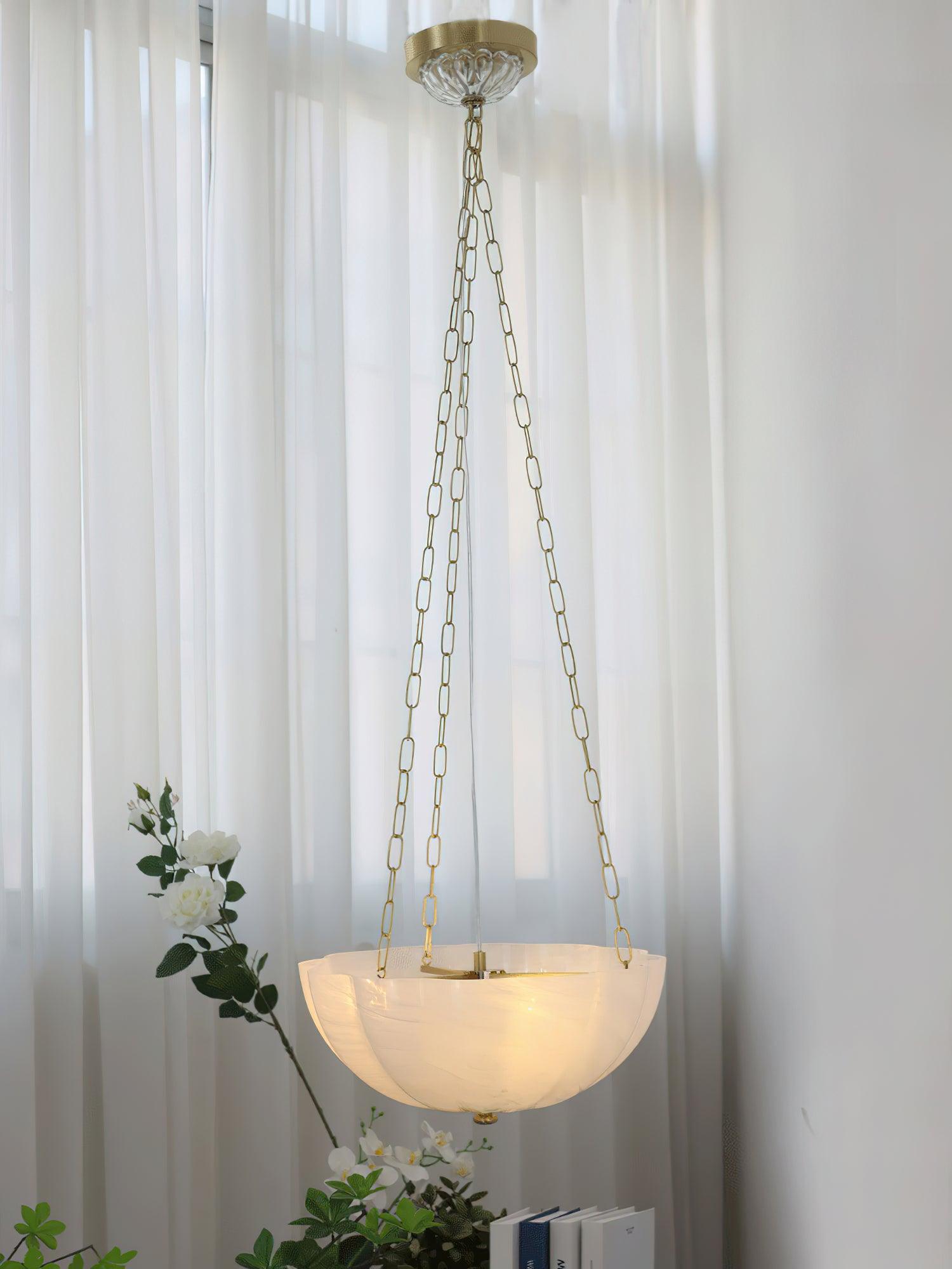 Lustra Chandelier Glass Bowl Brass Chain - Letslighting