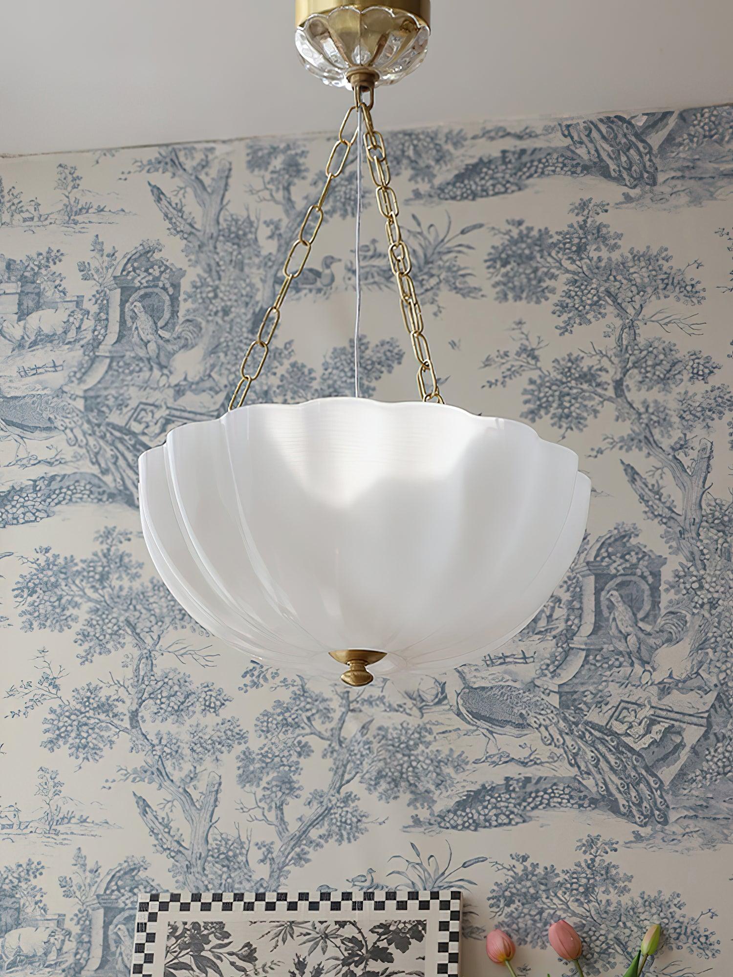 Lustra Chandelier Glass Bowl Brass Chain - Letslighting