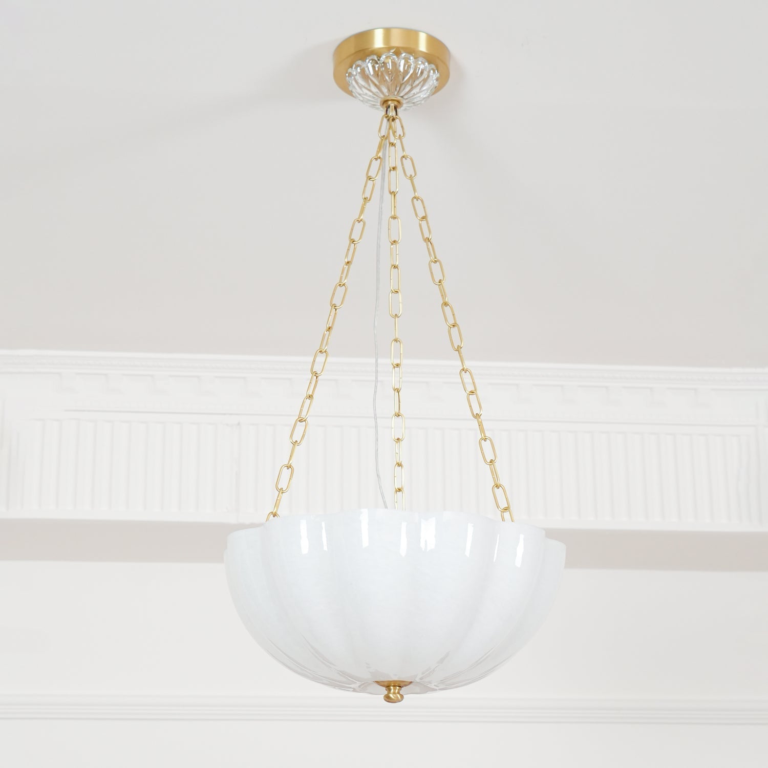 Lustra Chandelier Glass Bowl Brass Chain - Letslighting