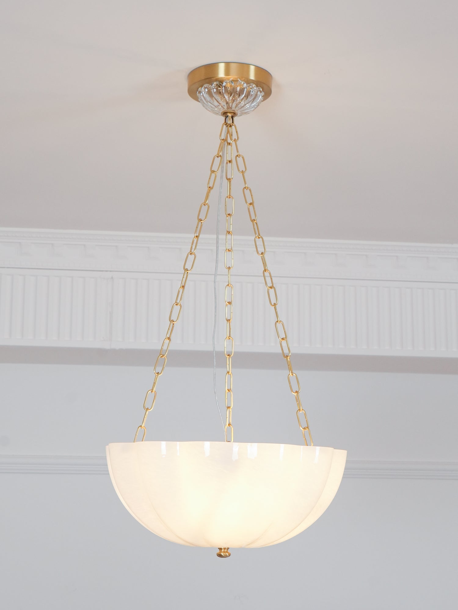 Lustra Chandelier Glass Bowl Brass Chain - Letslighting