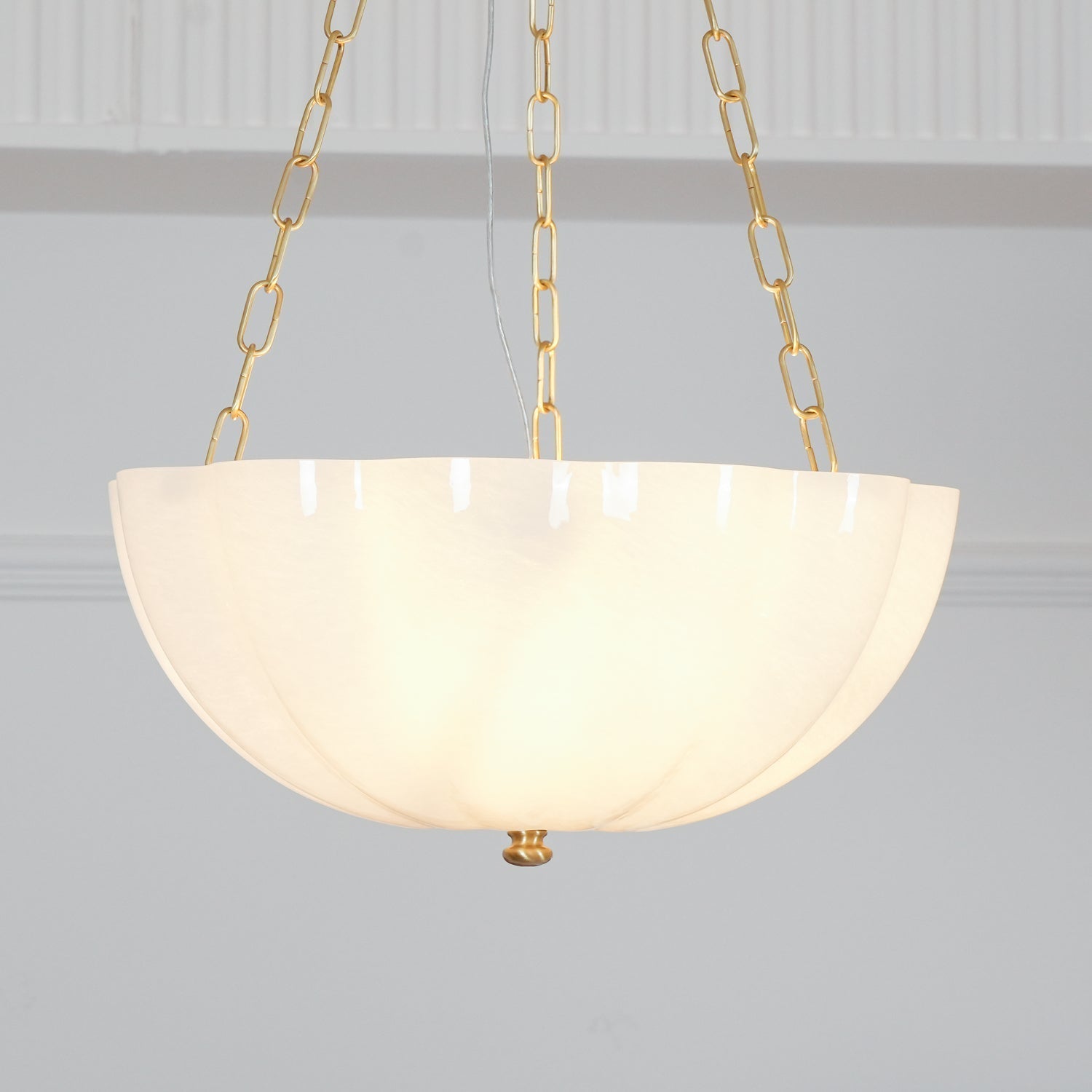 Lustra Chandelier Glass Bowl Brass Chain - Letslighting