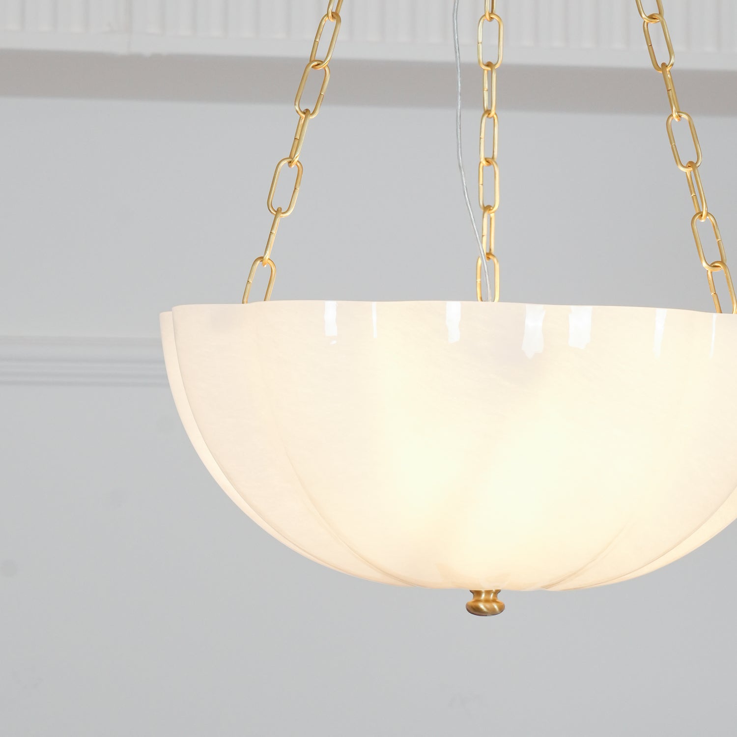 Lustra Chandelier Glass Bowl Brass Chain - Letslighting
