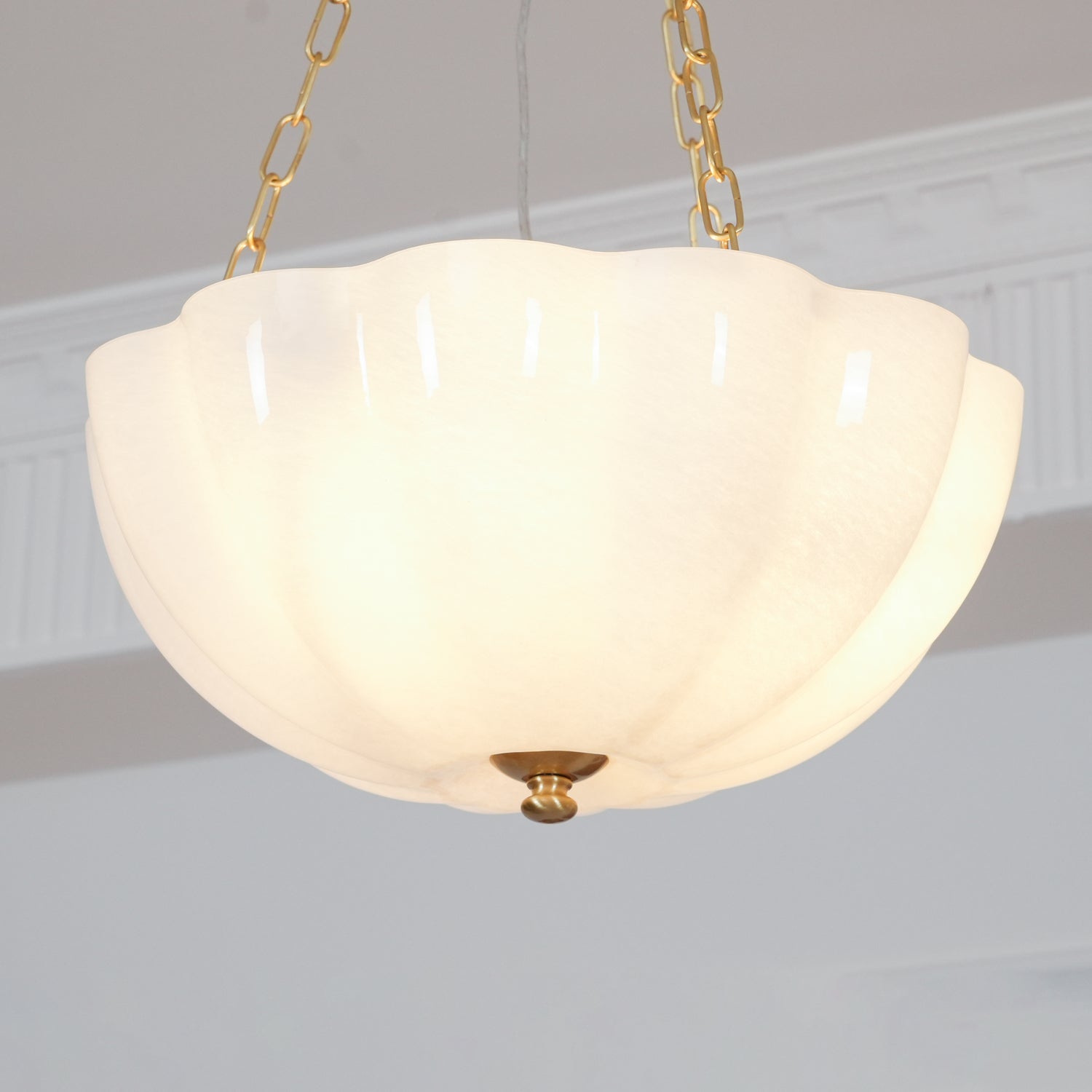 Lustra Chandelier Glass Bowl Brass Chain - Letslighting