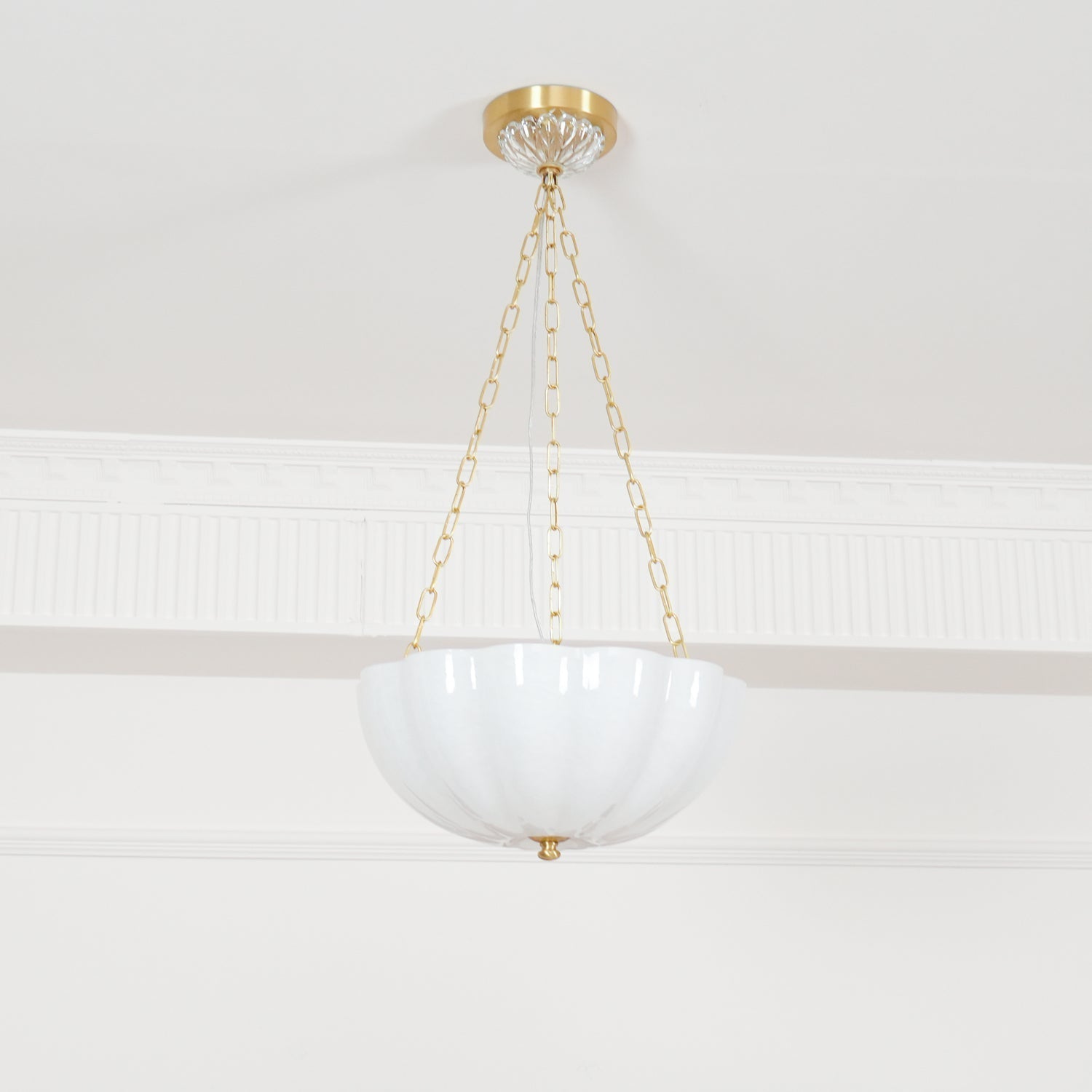 Lustra Chandelier Glass Bowl Brass Chain - Letslighting