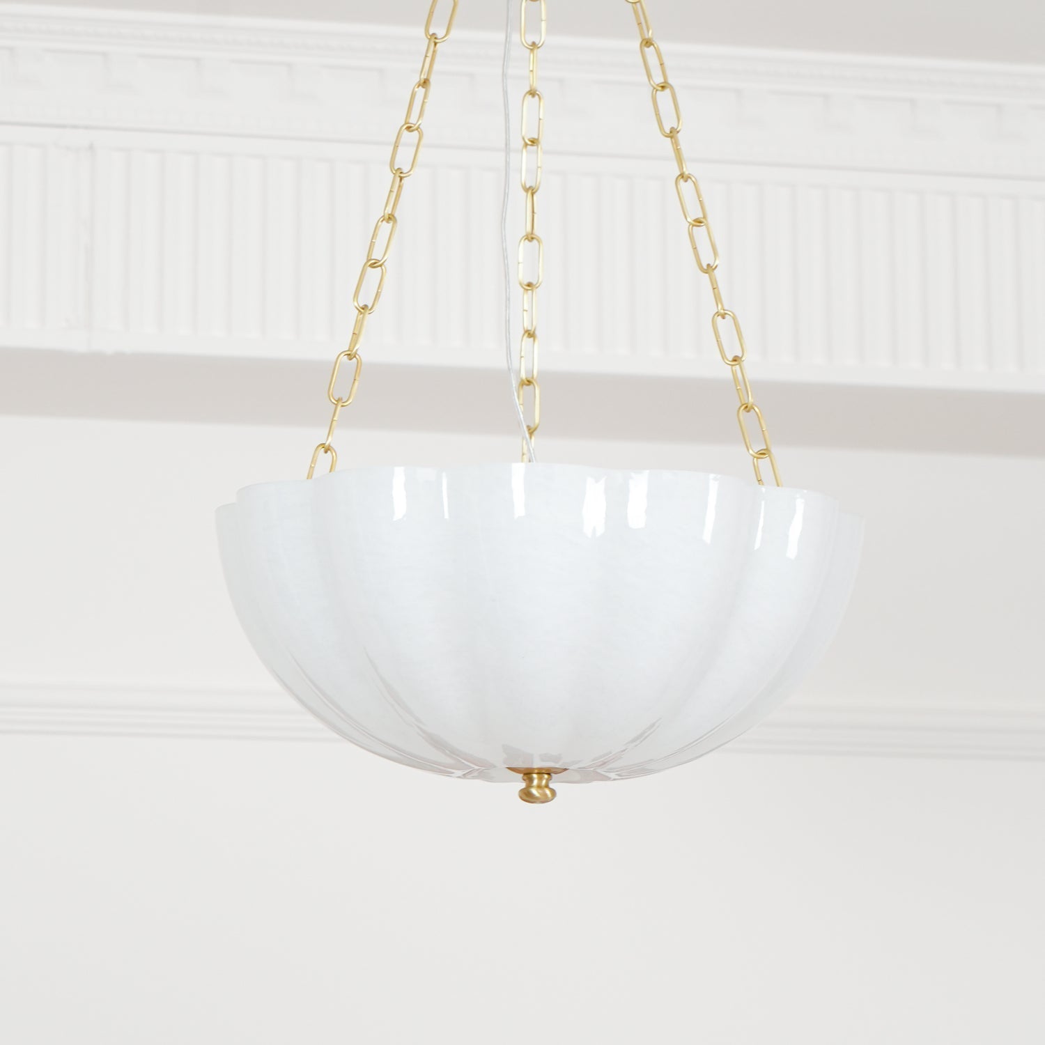 Lustra Chandelier Glass Bowl Brass Chain - Letslighting