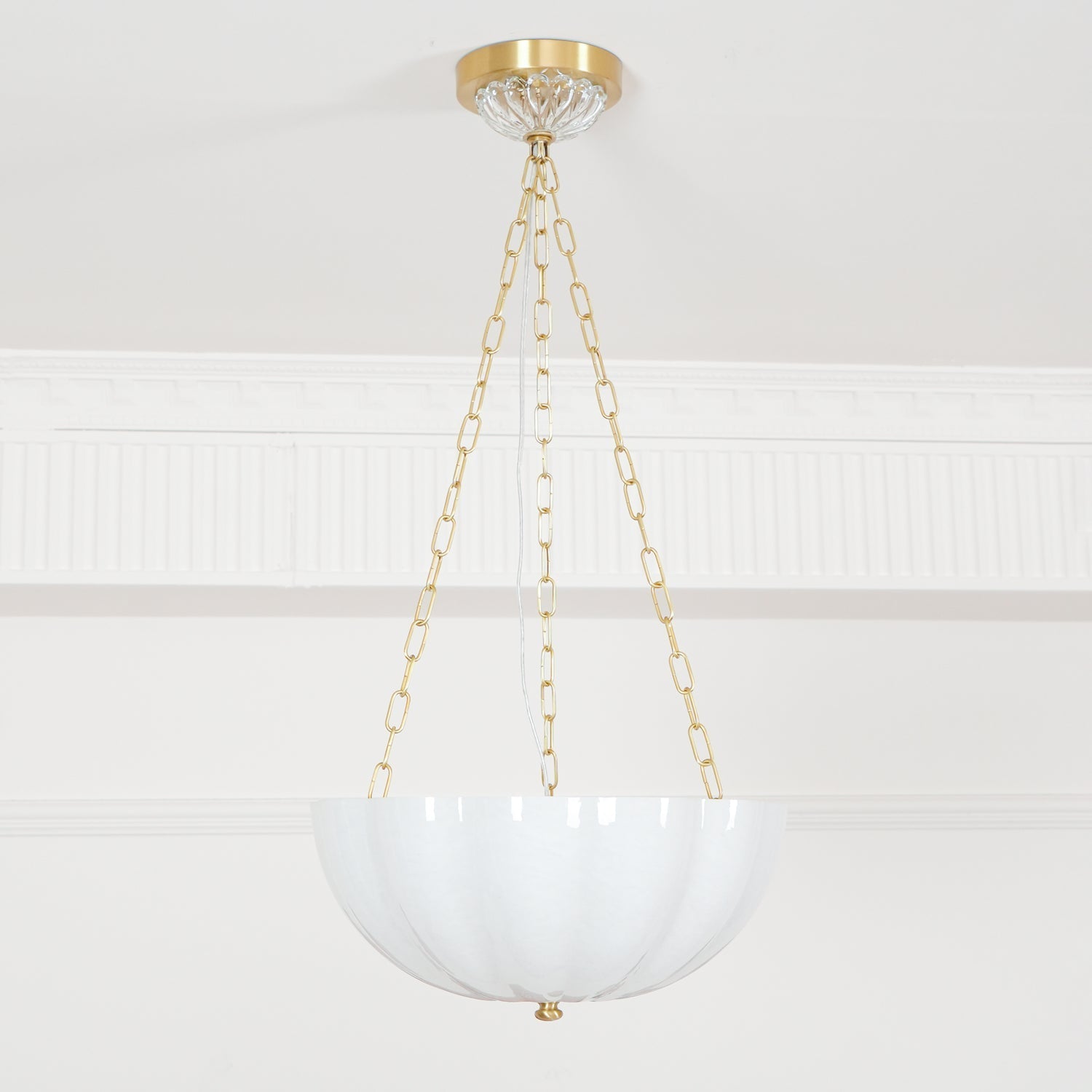 Lustra Chandelier Glass Bowl Brass Chain - Letslighting