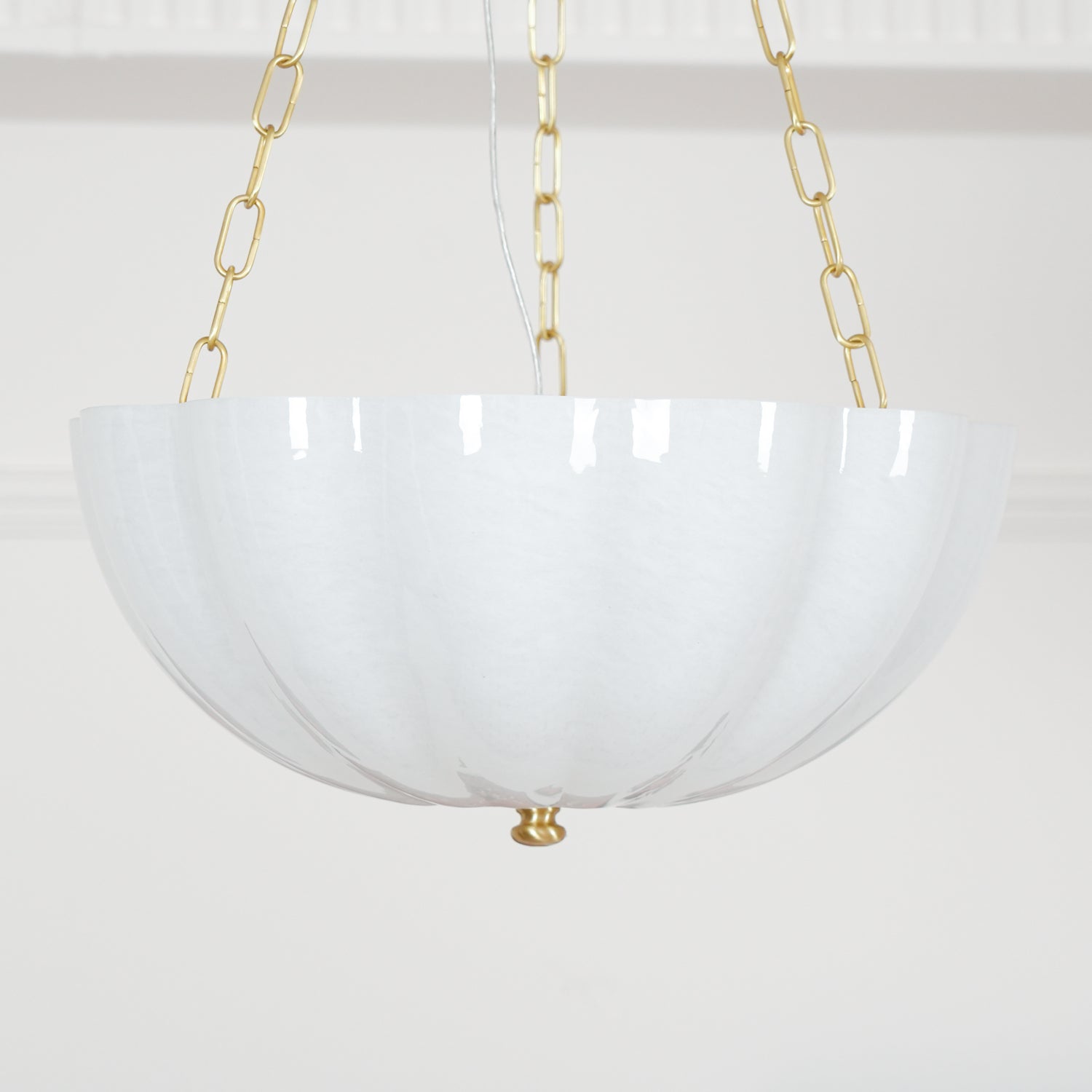 Lustra Chandelier Glass Bowl Brass Chain - Letslighting