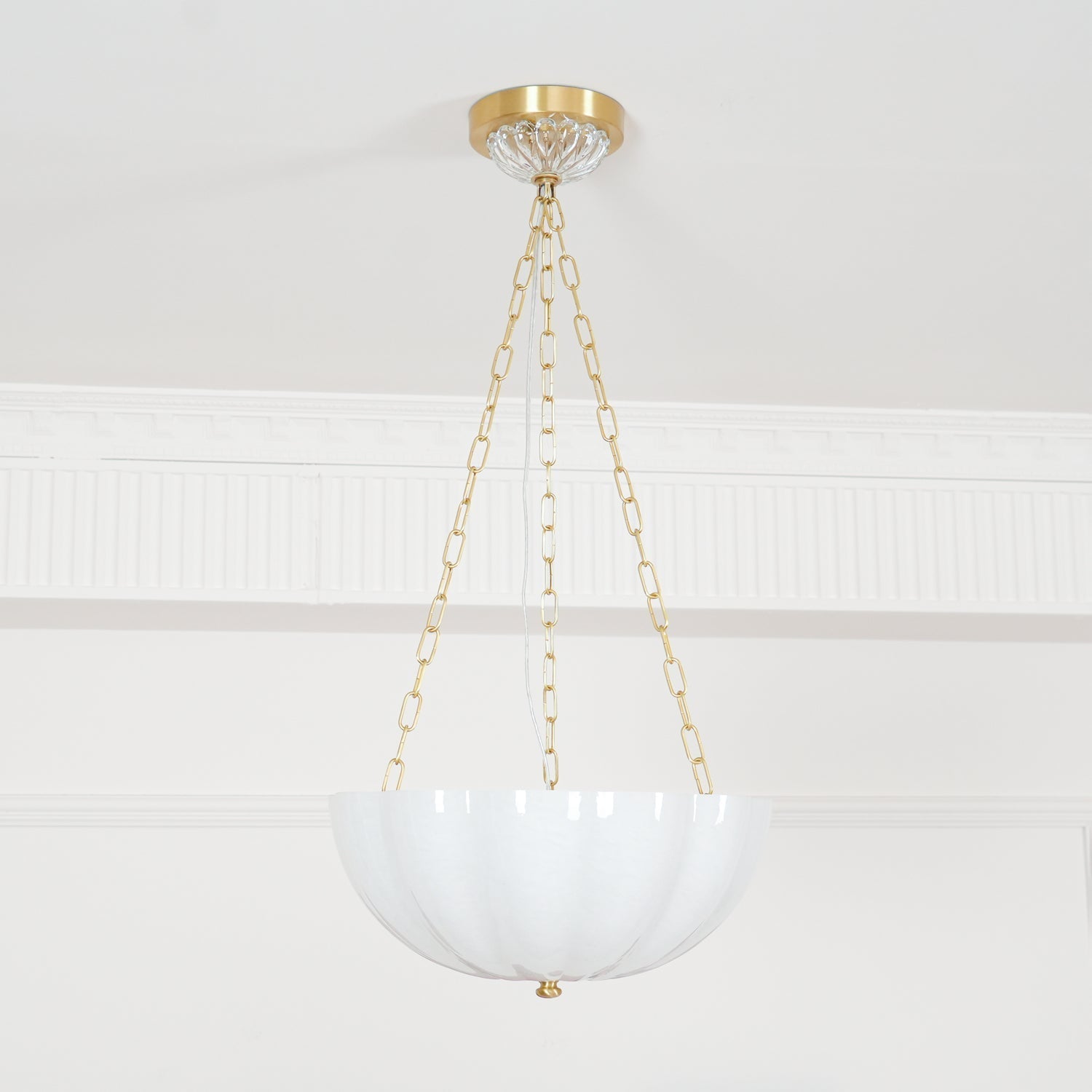 Lustra Chandelier Glass Bowl Brass Chain - Letslighting