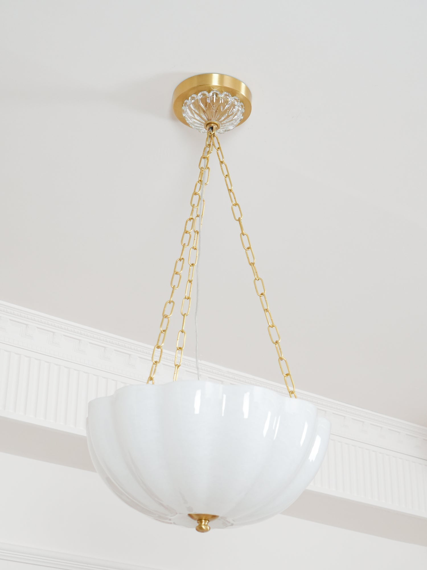 Lustra Chandelier Glass Bowl Brass Chain - Letslighting