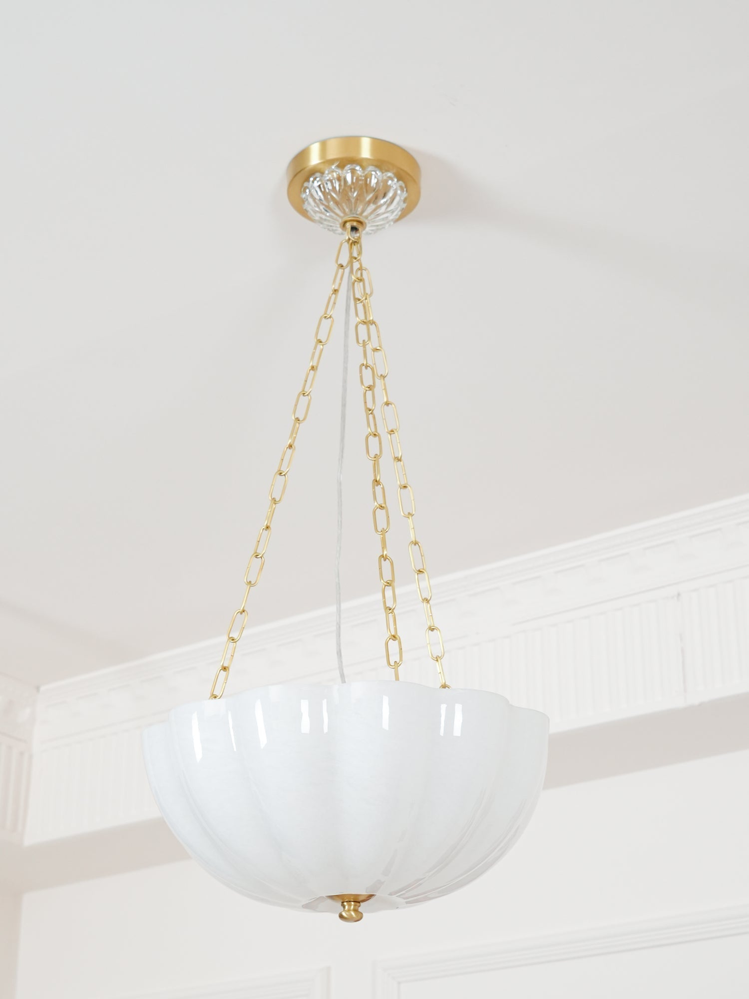 Lustra Chandelier Glass Bowl Brass Chain - Letslighting