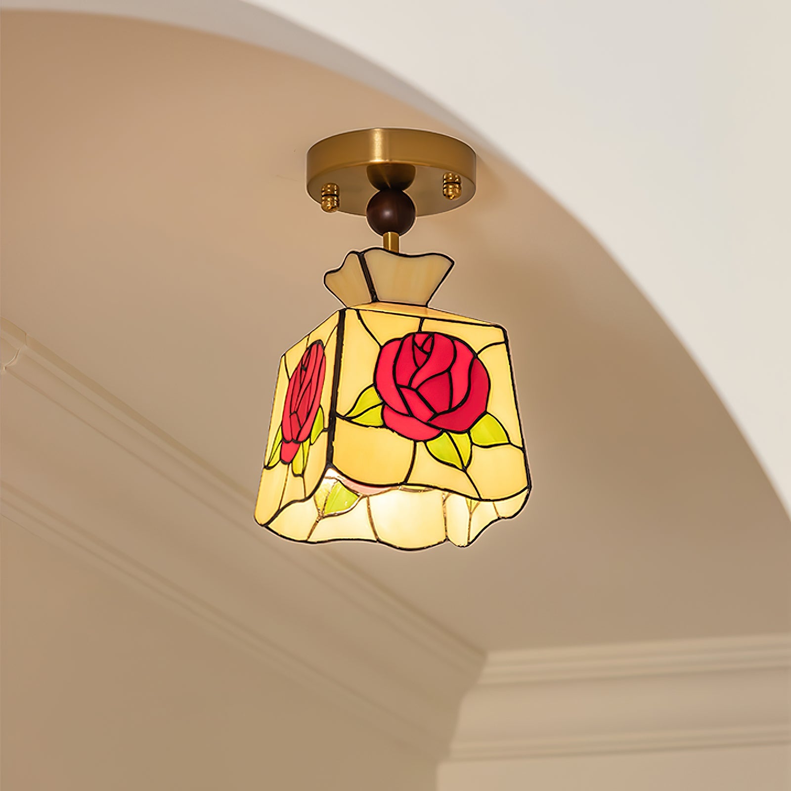 Joviel Tiffany Rose Ceiling Light - Letslighting