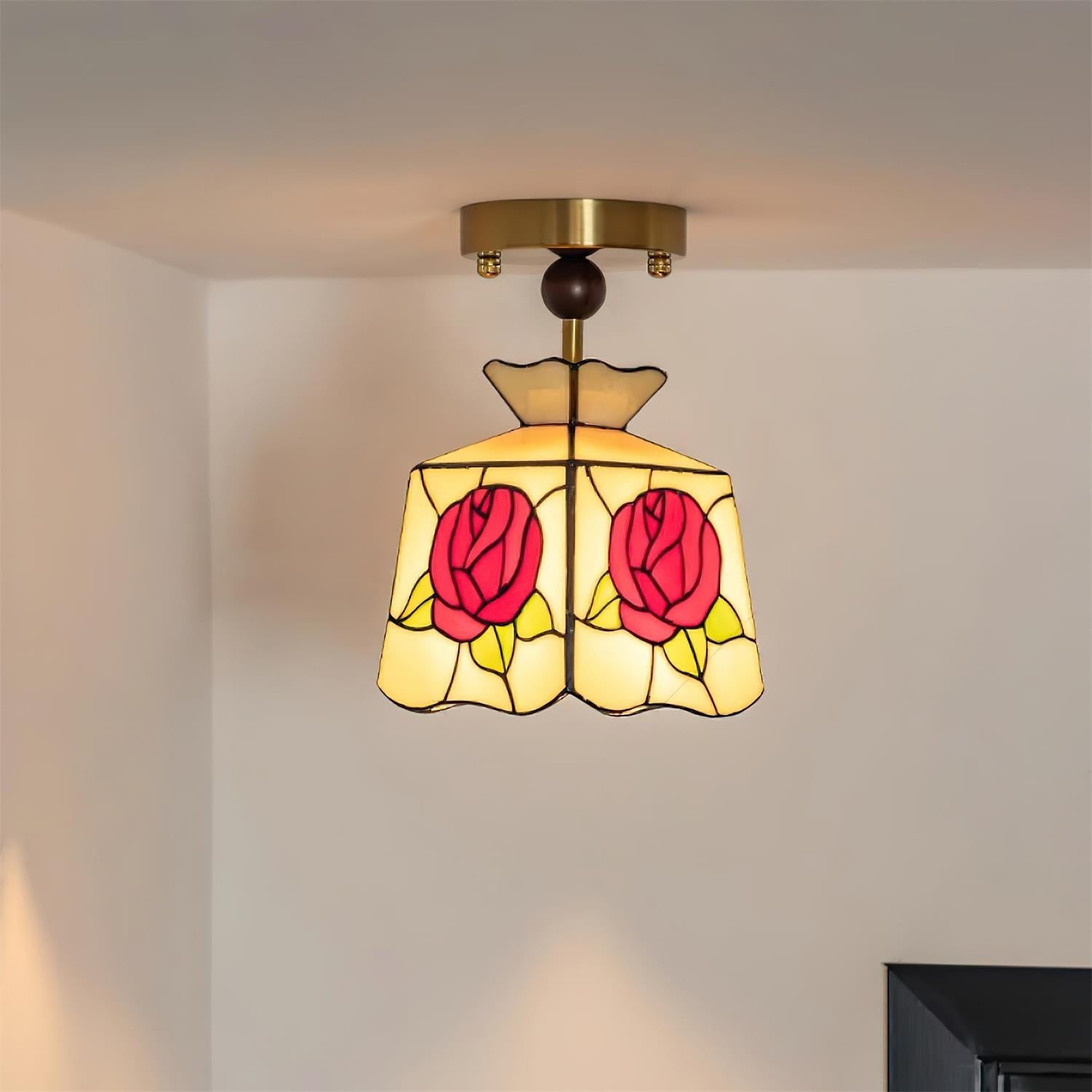 Joviel Tiffany Rose Ceiling Light - Letslighting