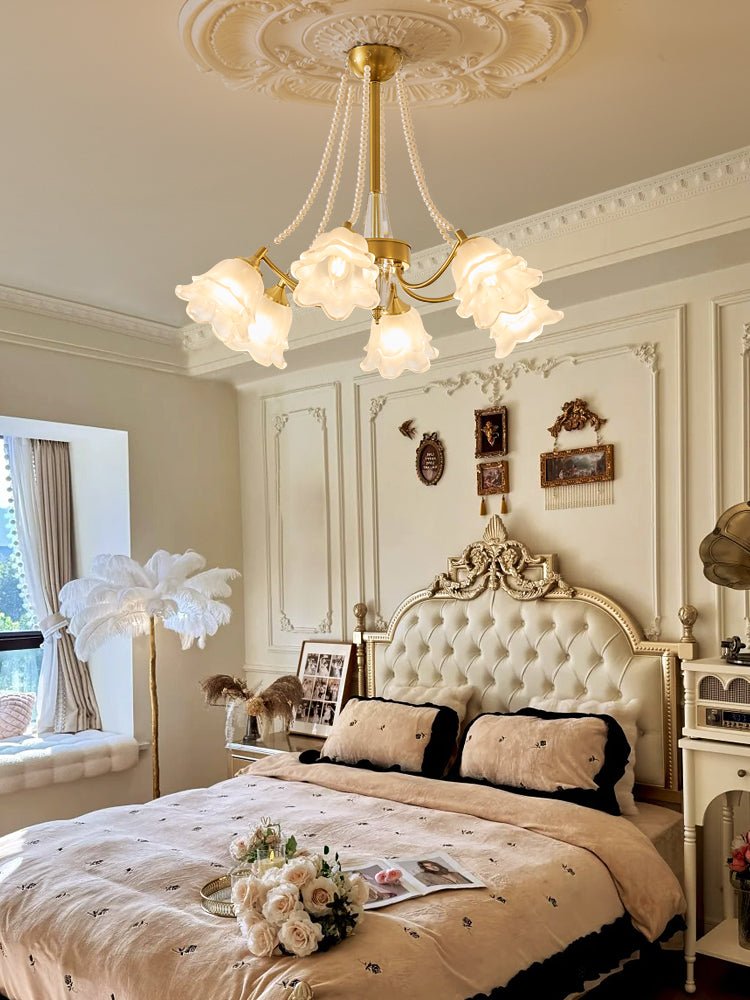 Allirila Traditional Elegance Vintage Bloom Pearls Glass Chandelier - Letslighting