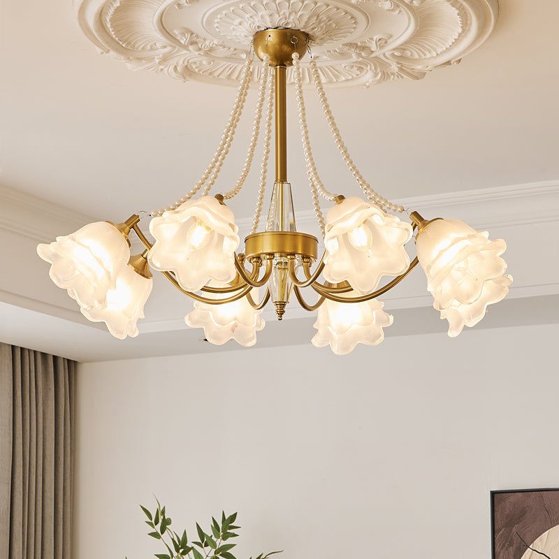 Allirila Traditional Elegance Vintage Bloom Pearls Glass Chandelier - Letslighting