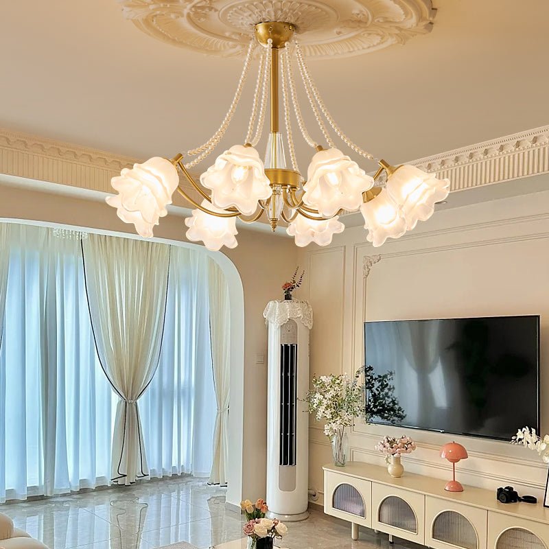 Allirila Traditional Elegance Vintage Bloom Pearls Glass Chandelier - Letslighting