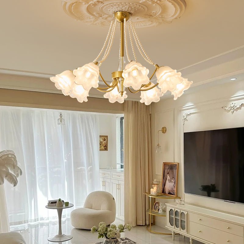 Allirila Traditional Elegance Vintage Bloom Pearls Glass Chandelier - Letslighting