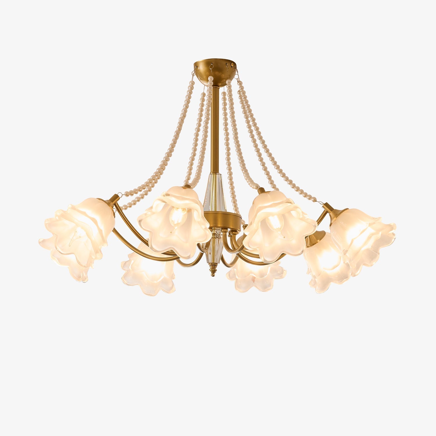 Allirila Traditional Elegance Vintage Bloom Pearls Glass Chandelier - Letslighting