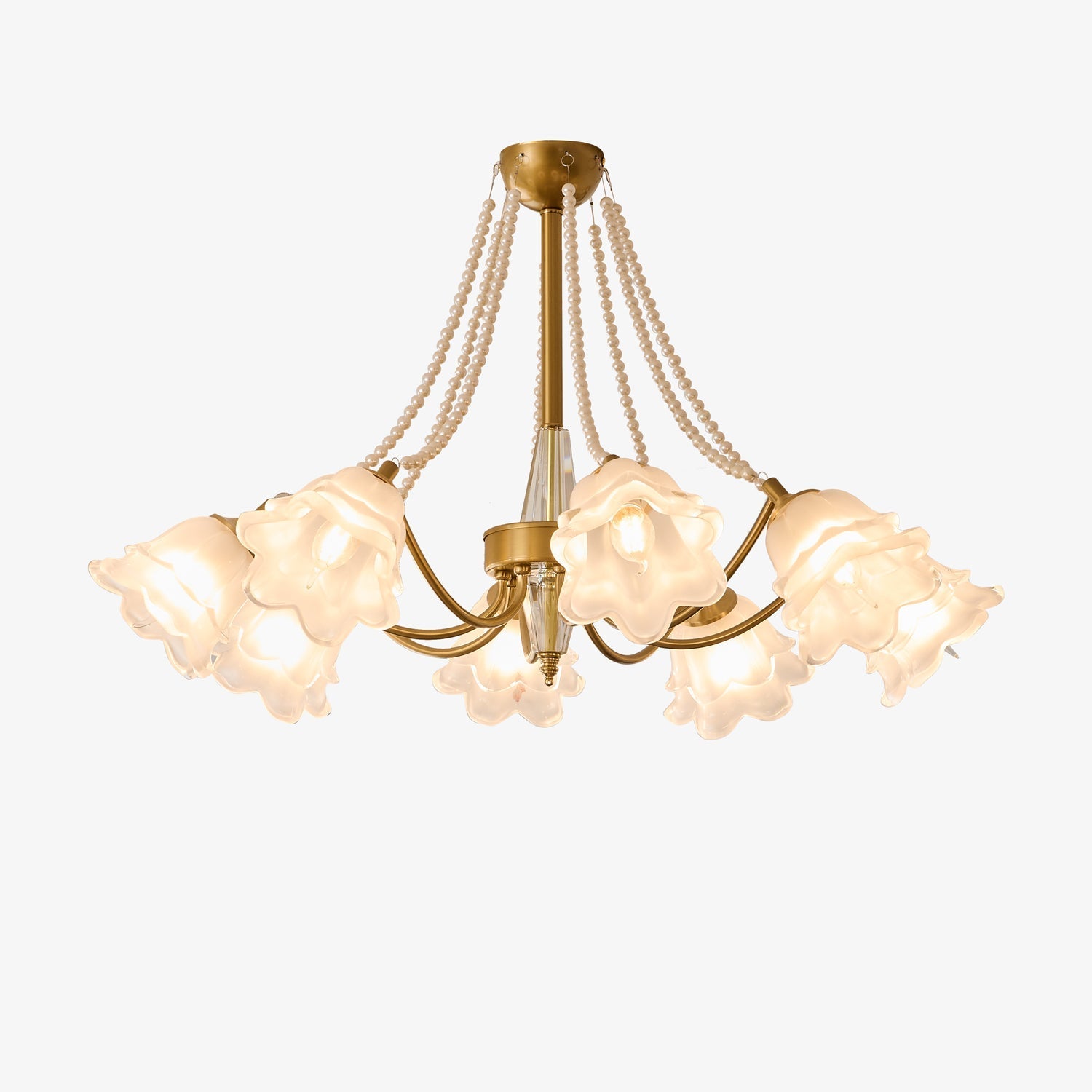 Allirila Traditional Elegance Vintage Bloom Pearls Glass Chandelier - Letslighting