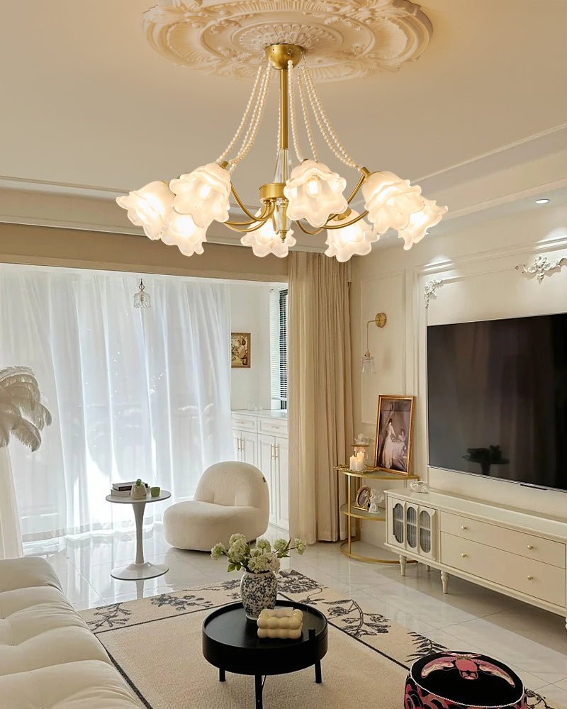 Allirila Traditional Elegance Vintage Bloom Pearls Glass Chandelier - Letslighting