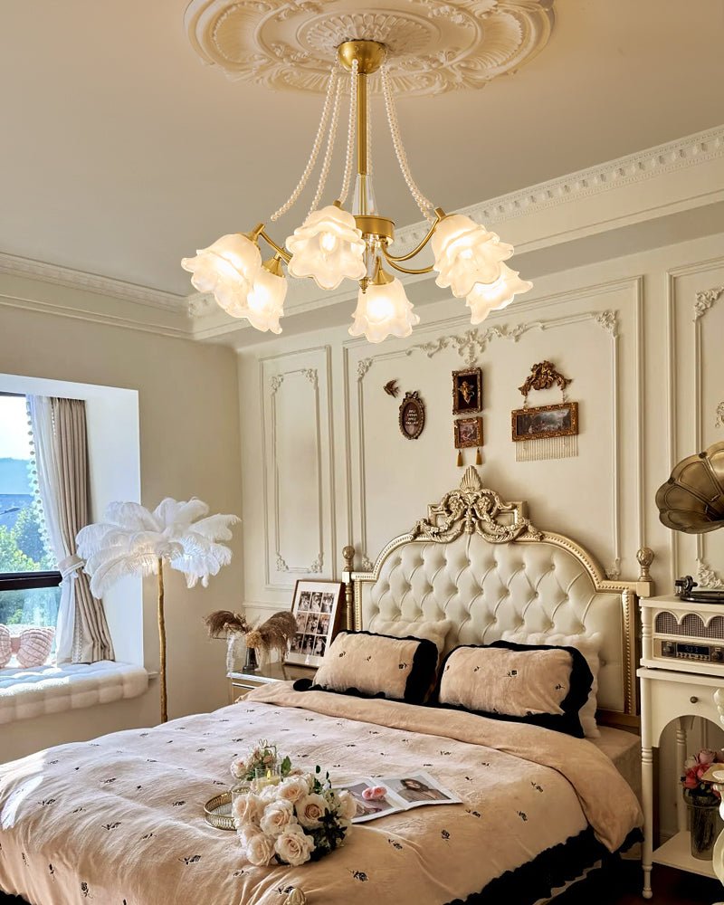 Allirila Traditional Elegance Vintage Bloom Pearls Glass Chandelier - Letslighting