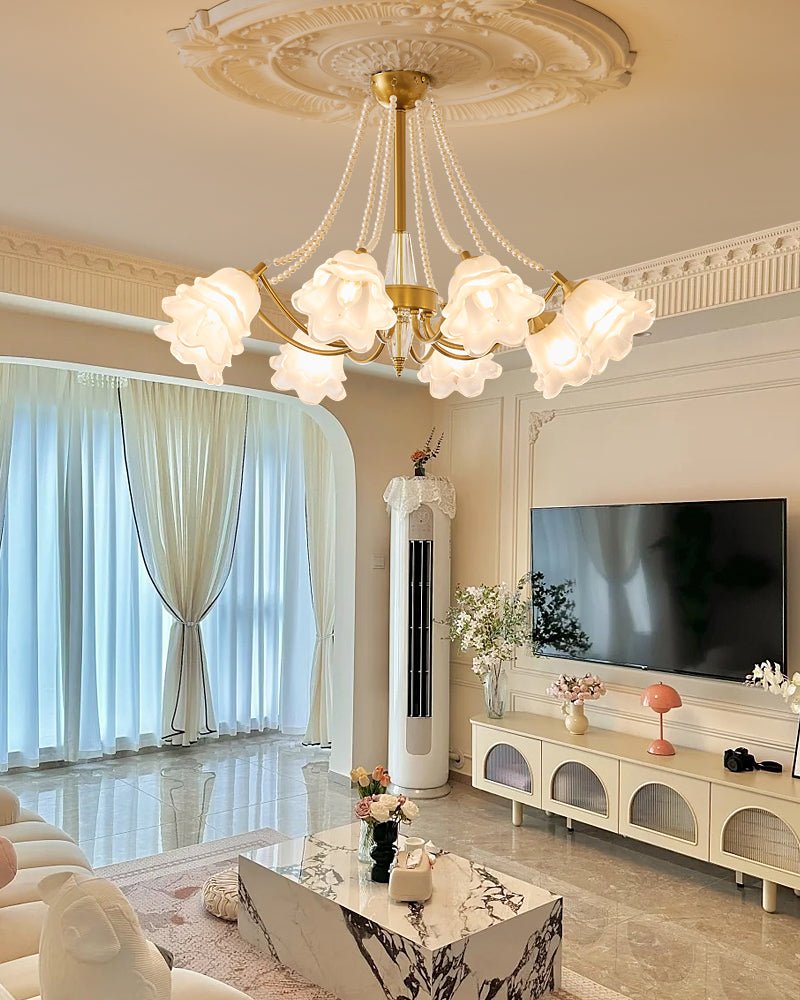 Allirila Traditional Elegance Vintage Bloom Pearls Glass Chandelier - Letslighting