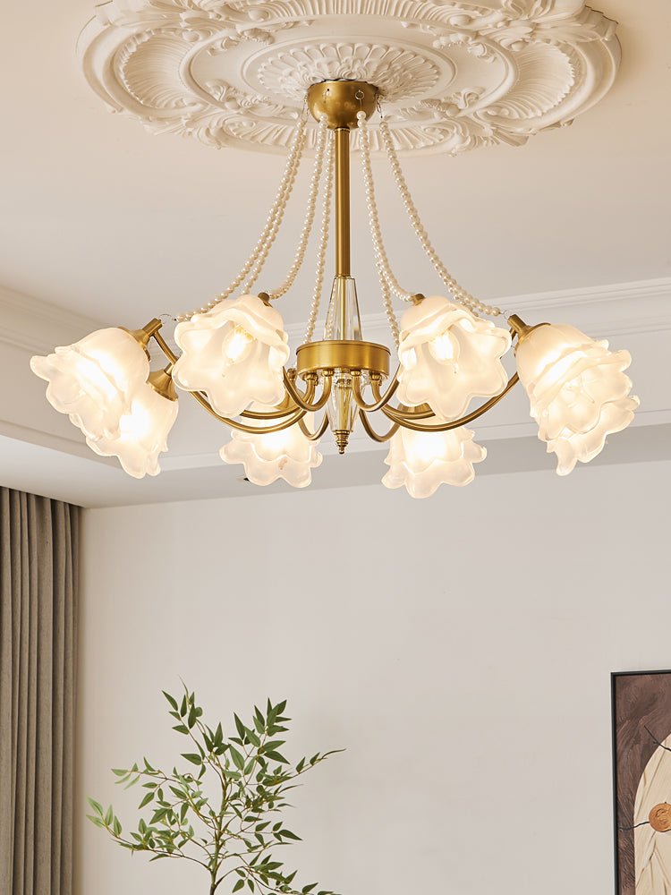 Allirila Traditional Elegance Vintage Bloom Pearls Glass Chandelier - Letslighting