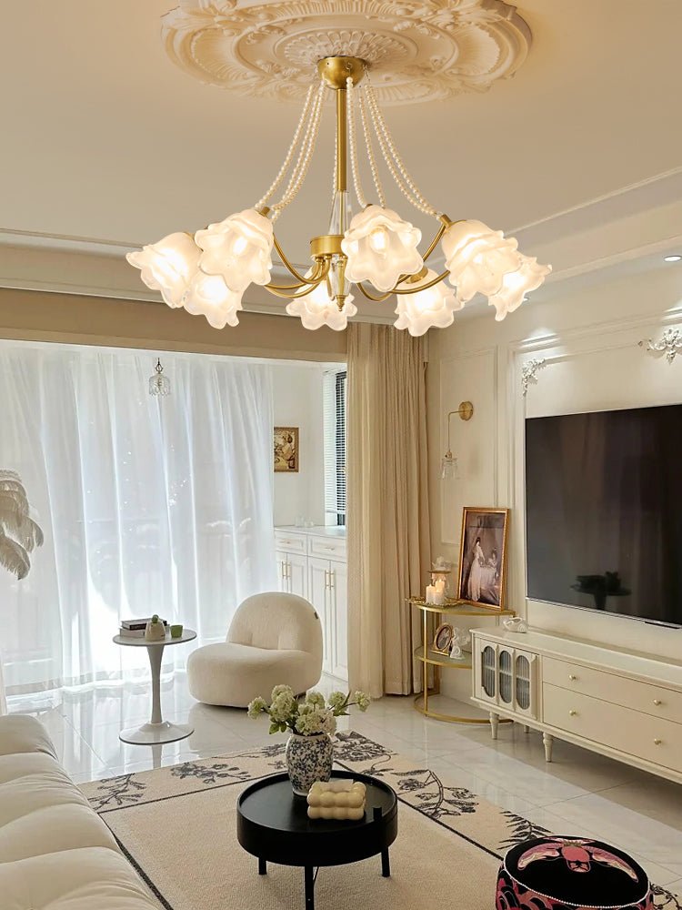 Allirila Traditional Elegance Vintage Bloom Pearls Glass Chandelier - Letslighting