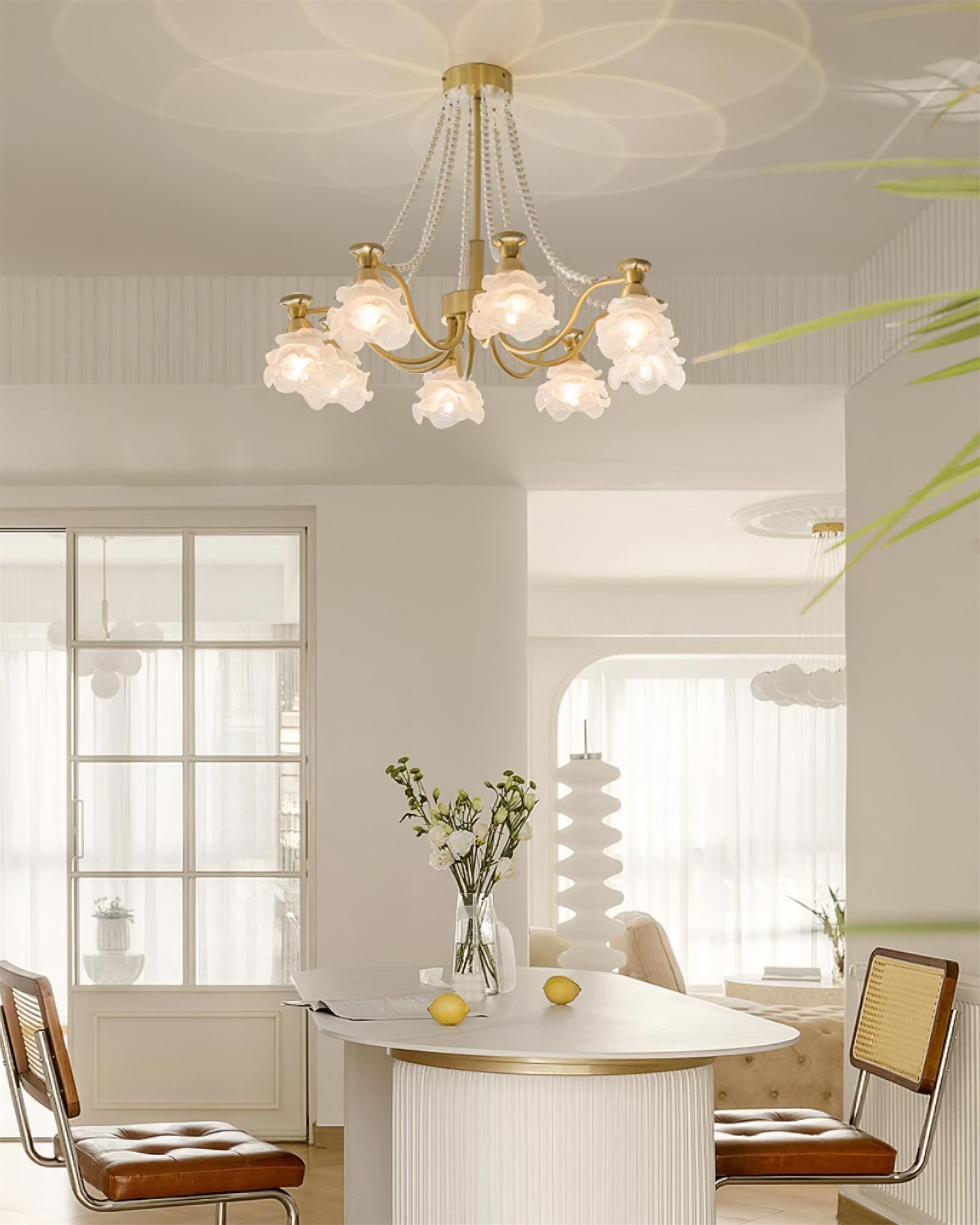 Landi Chandelier Rose Glass Petal Draped - Letslighting