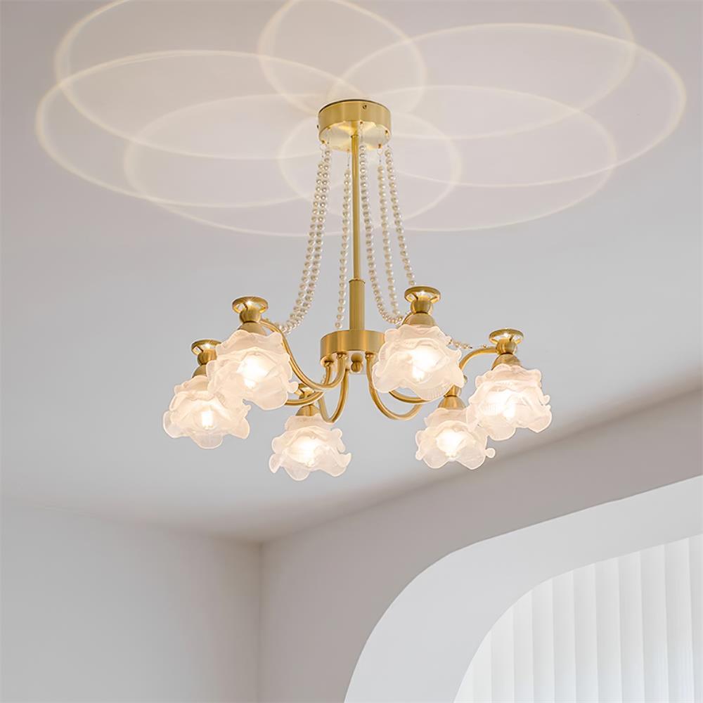 Landi Chandelier Rose Glass Petal Draped - Letslighting