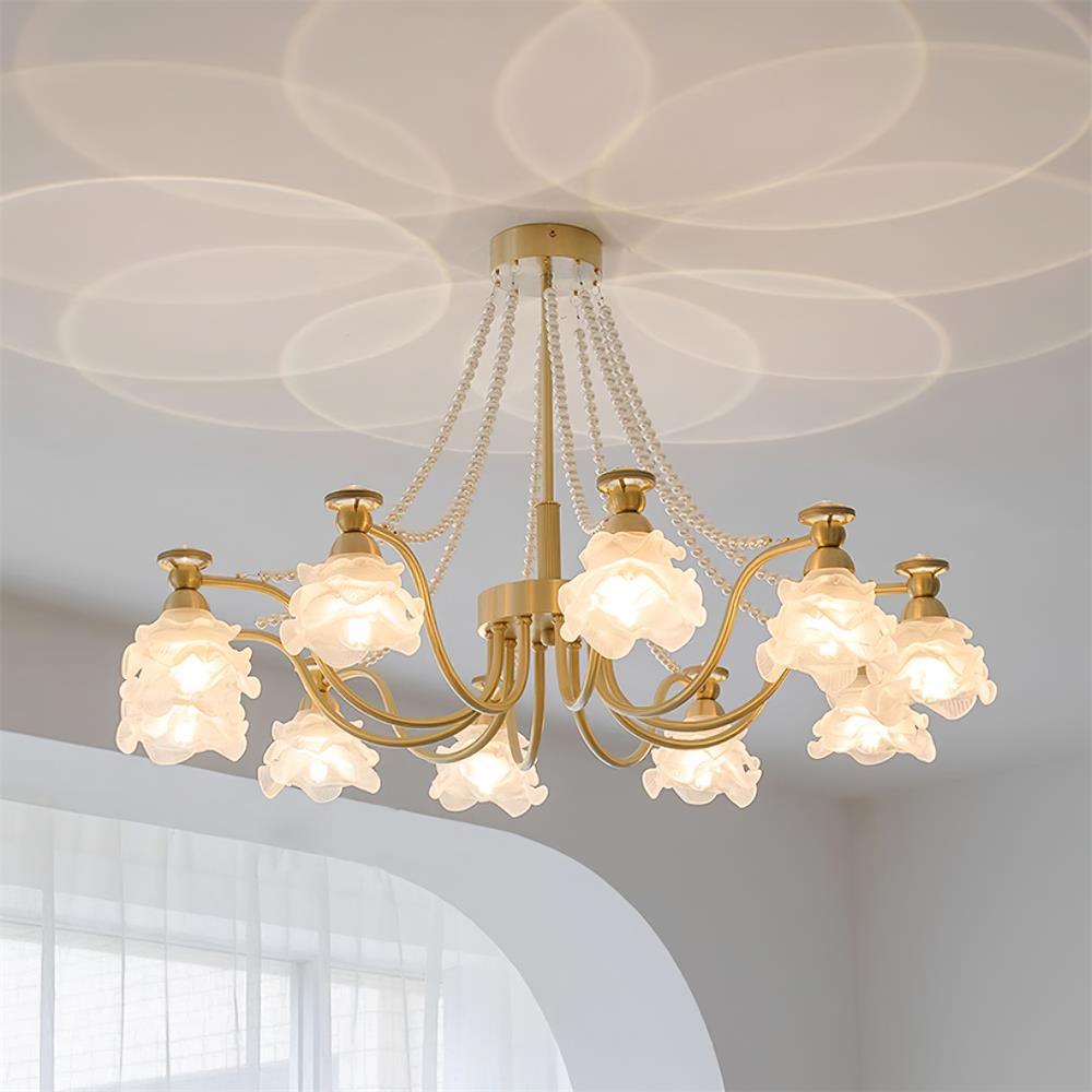 Landi Chandelier Rose Glass Petal Draped - Letslighting