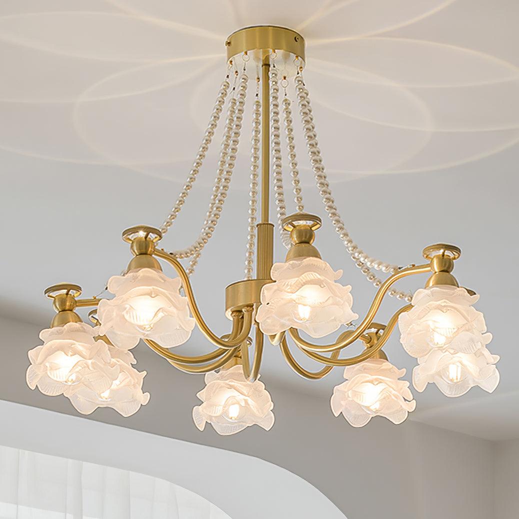 Landi Chandelier Rose Glass Petal Draped - Letslighting