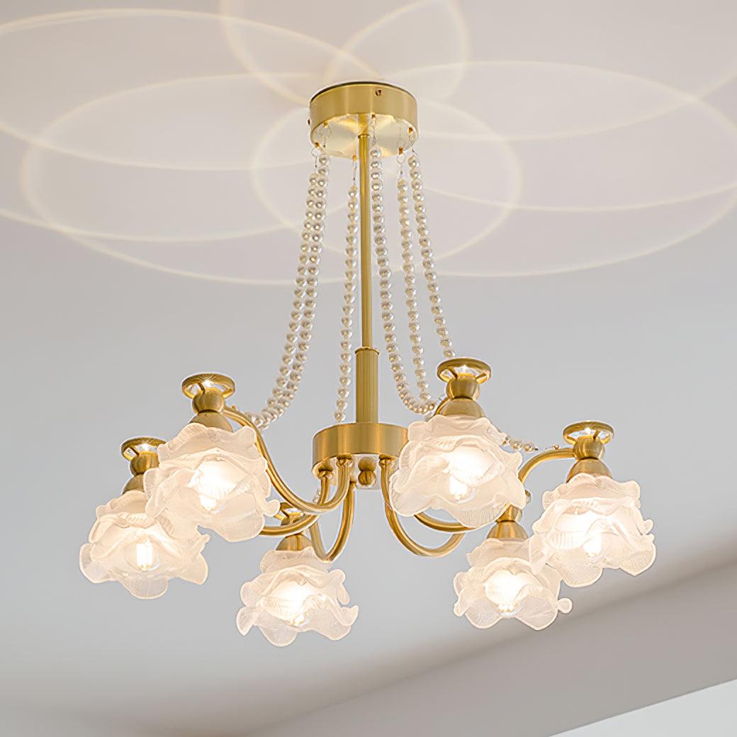 Landi Chandelier Rose Glass Petal Draped - Letslighting