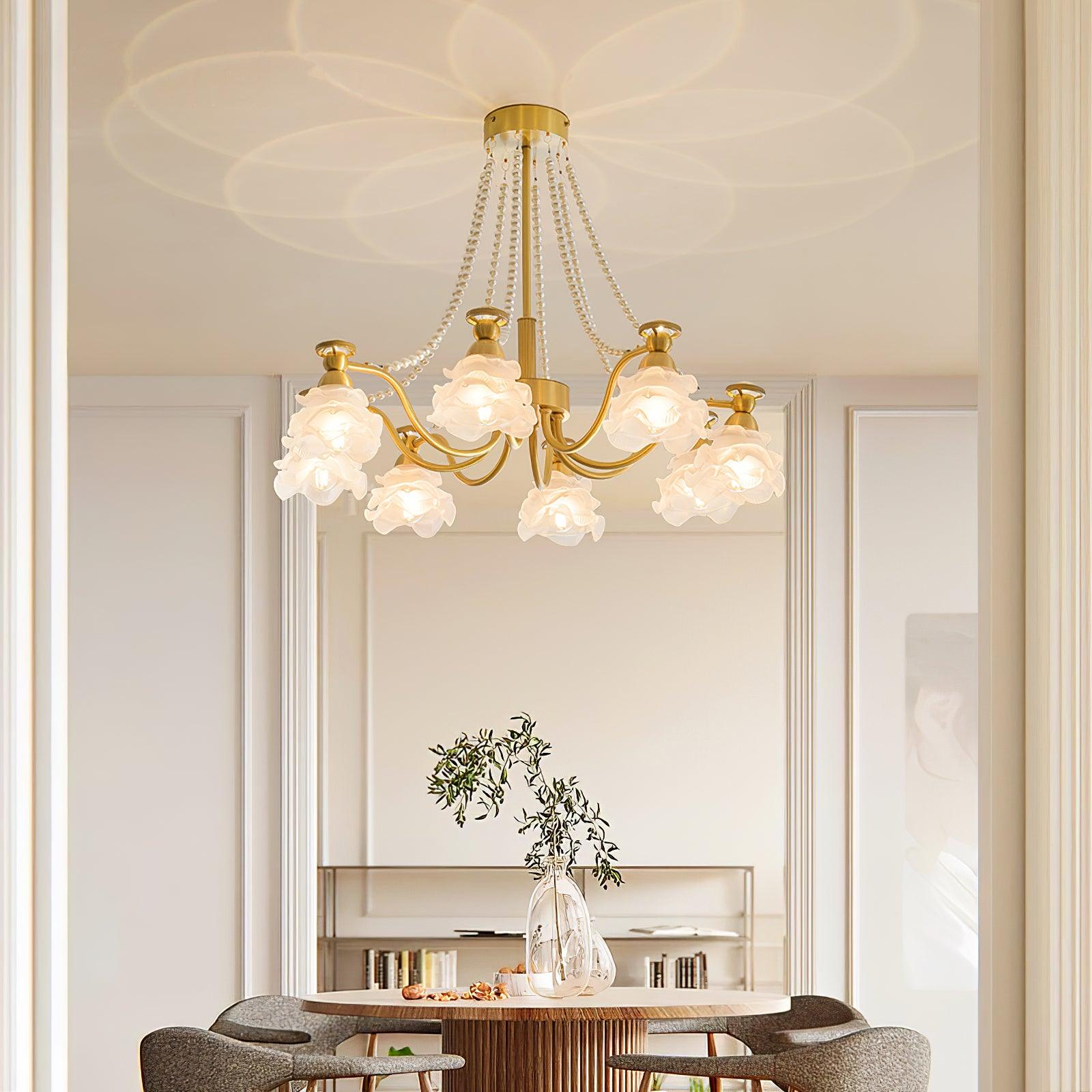 Landi Chandelier Rose Glass Petal Draped - Letslighting