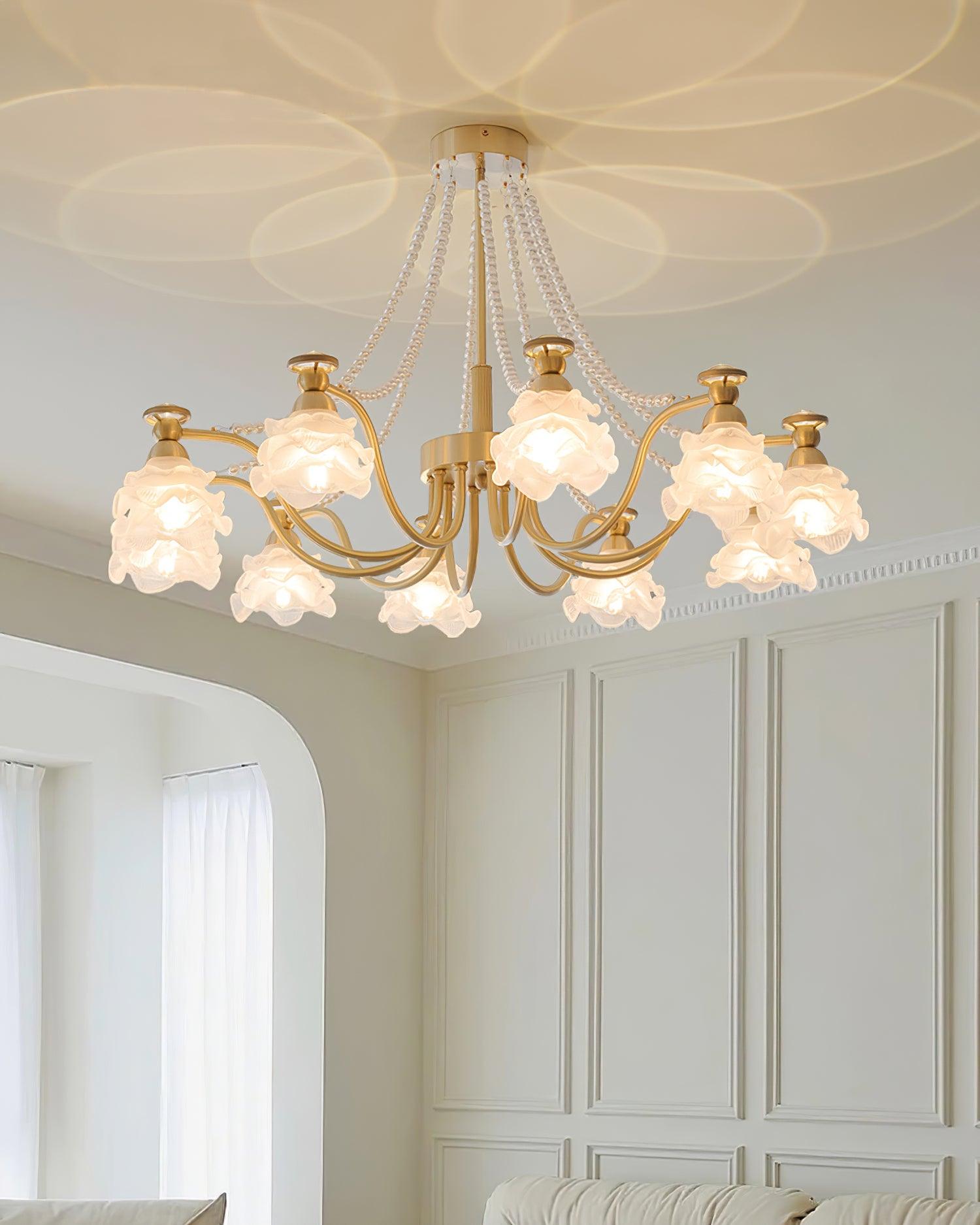 Landi Chandelier Rose Glass Petal Draped - Letslighting