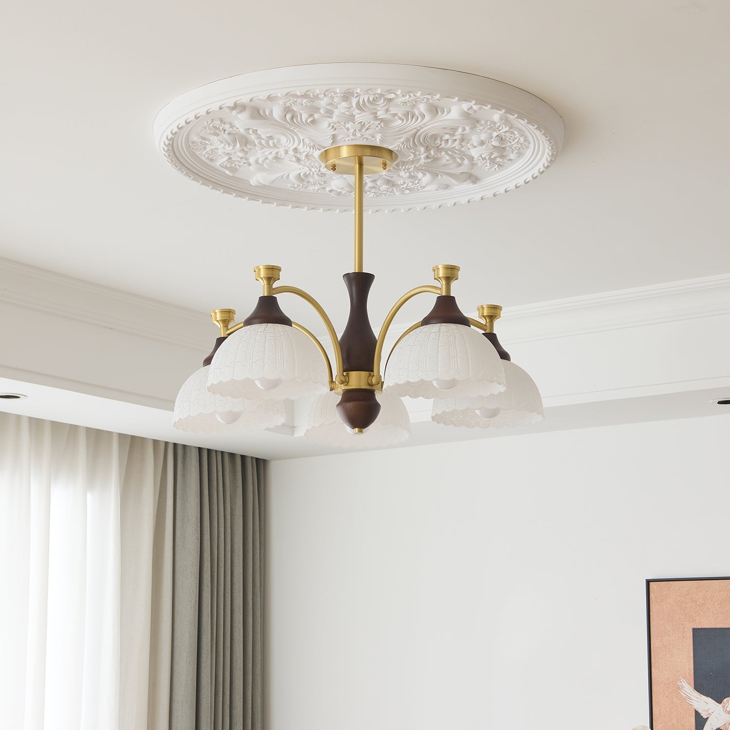 Avvynila Traditional Elegance Vintage Brass Wood Chandelier - Letslighting