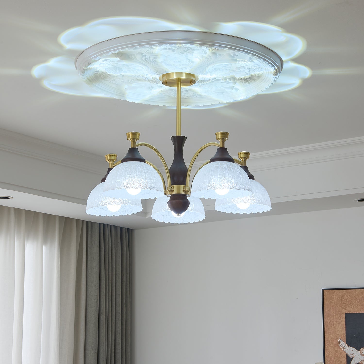 Avvynila Traditional Elegance Vintage Brass Wood Chandelier - Letslighting