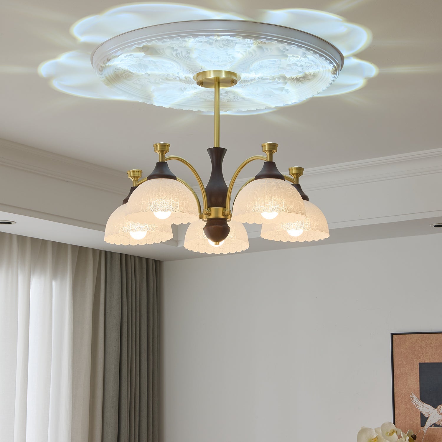 Avvynila Traditional Elegance Vintage Brass Wood Chandelier - Letslighting