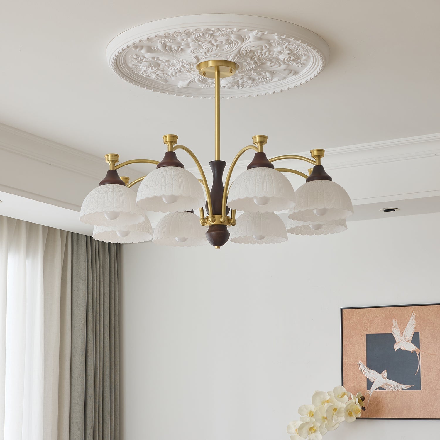 Avvynila Traditional Elegance Vintage Brass Wood Chandelier - Letslighting
