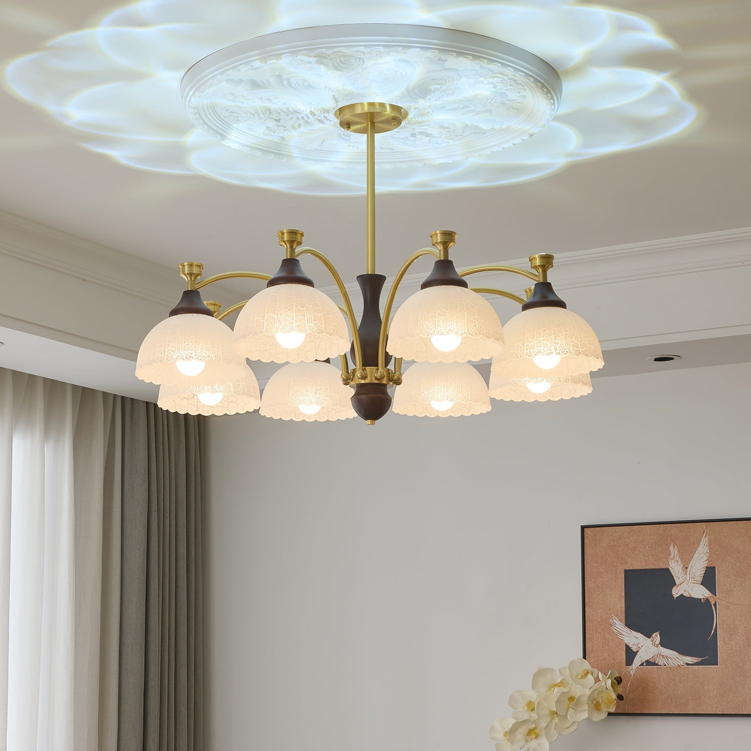 Avvynila Traditional Elegance Vintage Brass Wood Chandelier - Letslighting