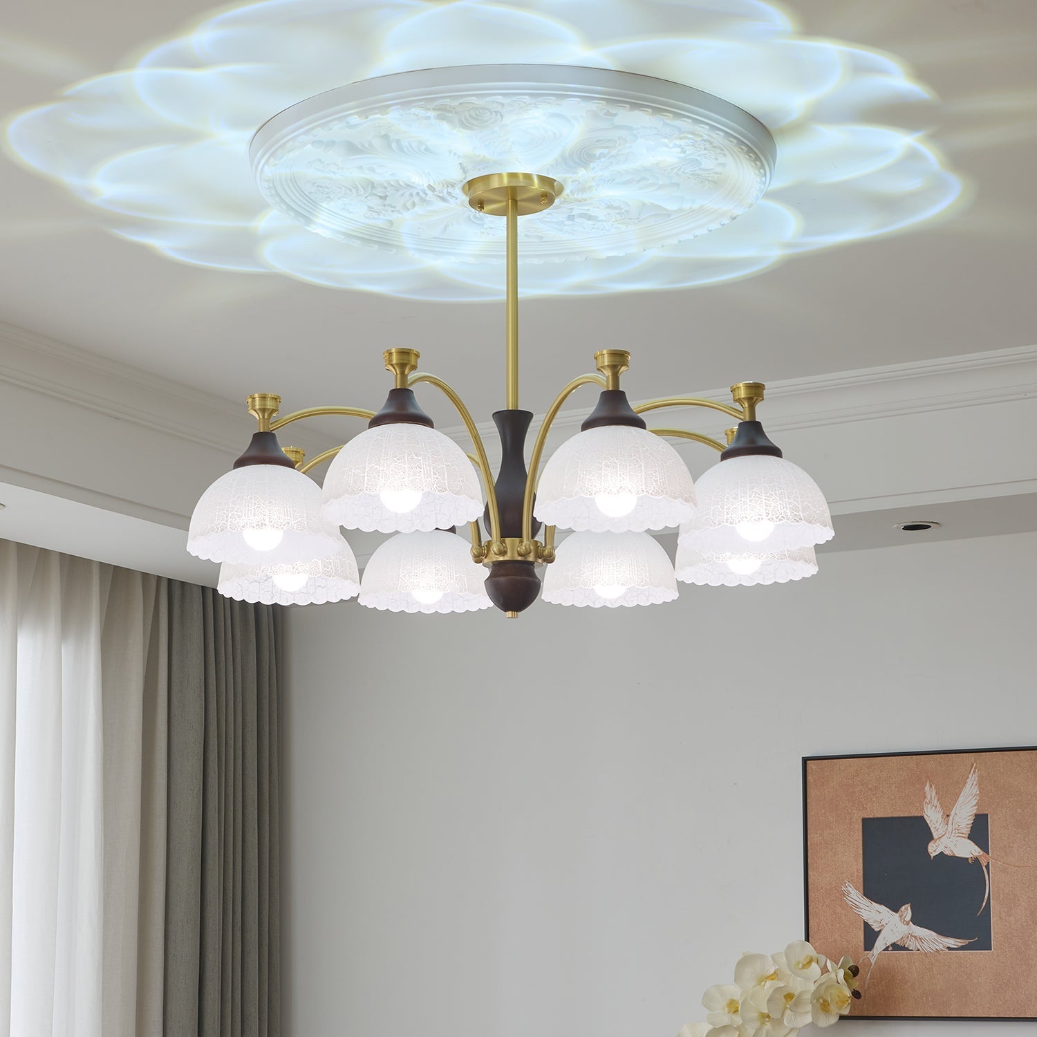 Avvynila Traditional Elegance Vintage Brass Wood Chandelier - Letslighting