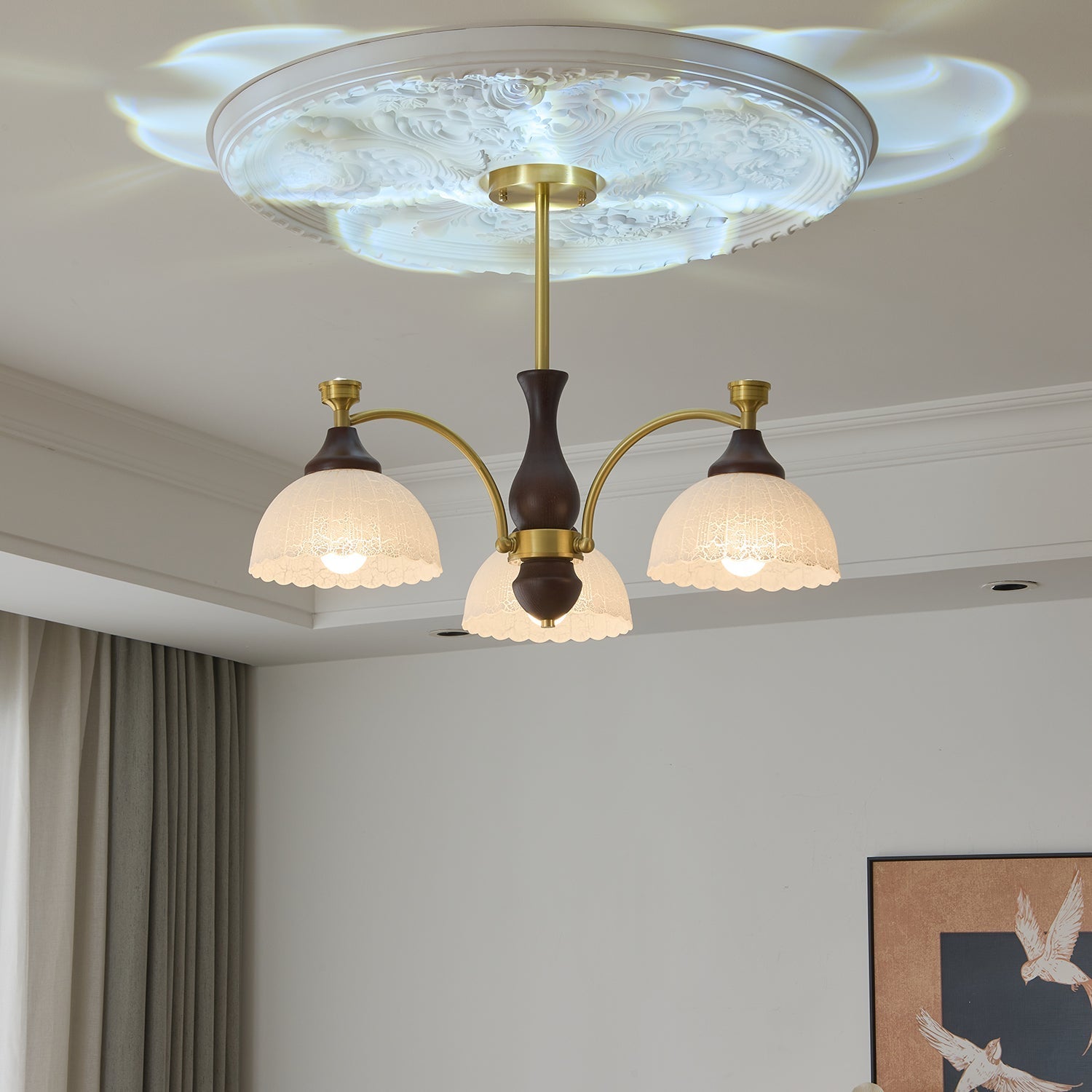 Avvynila Traditional Elegance Vintage Brass Wood Chandelier - Letslighting
