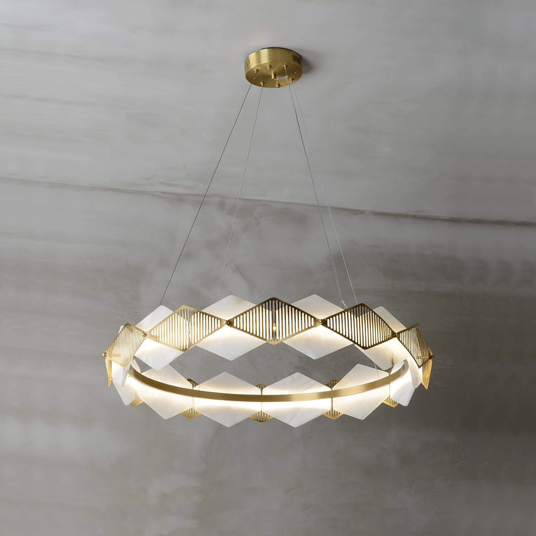Etalarae Modern Minimalist Rote LED Alabaster Chandelier - Letslighting
