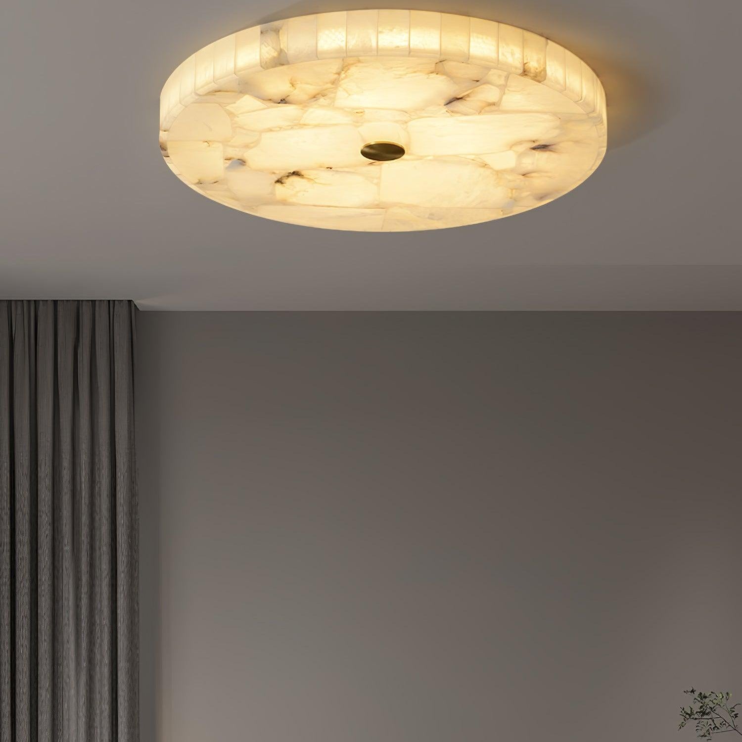 Ciphayra Minimalist Alabaster Round Flushmount Ceiling Light - Letslighting
