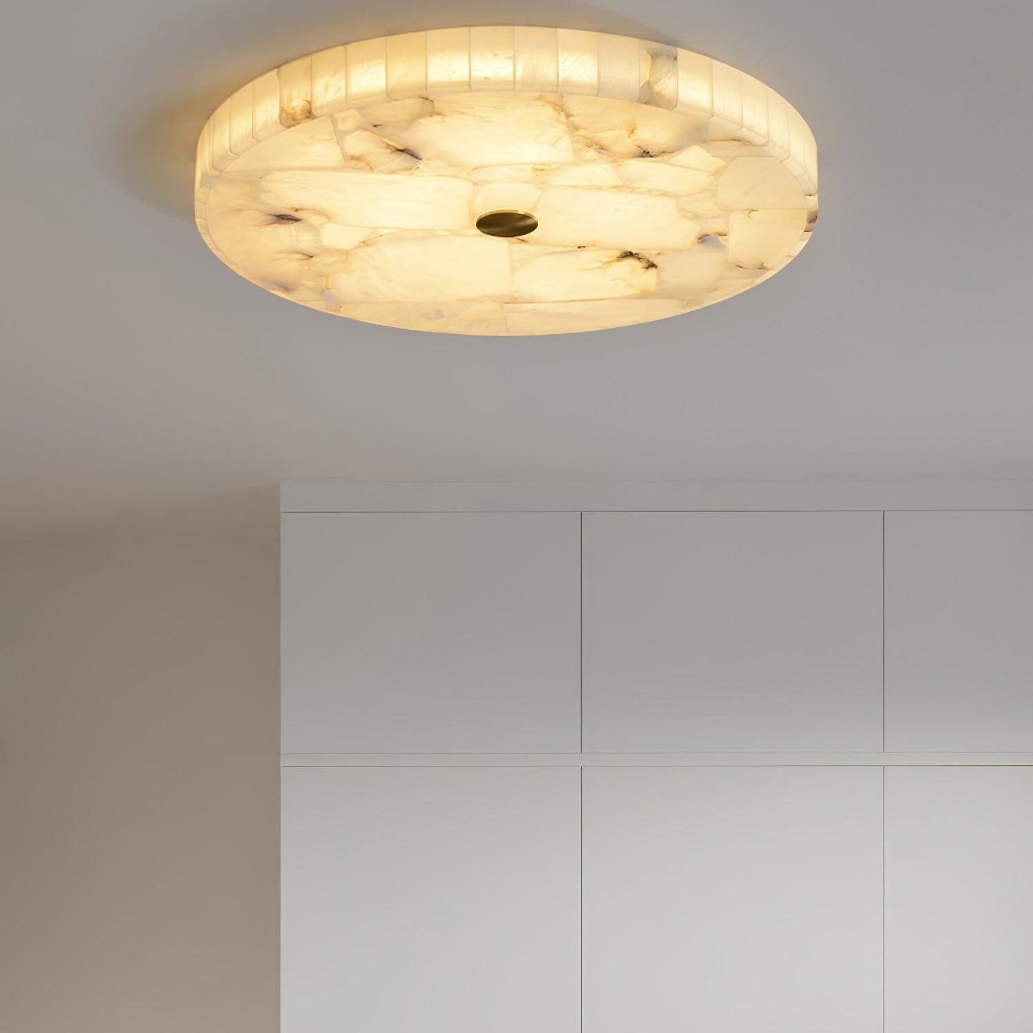 Ciphayra Minimalist Alabaster Round Flushmount Ceiling Light - Letslighting