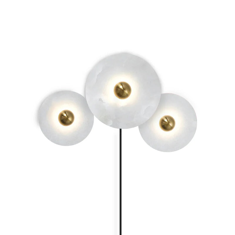 Round Alabaster Plug-In Wall Lamp Trio - Letslighting