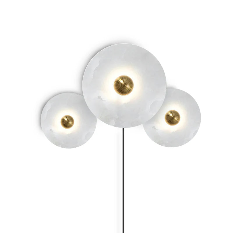 Round Alabaster Plug-In Wall Lamp Trio - Letslighting